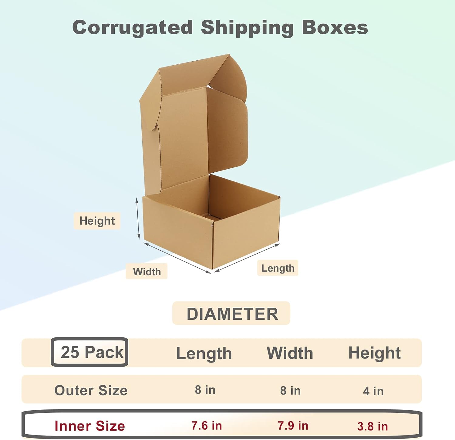 Detalle de RLAVBL 25 Pack 204x204x102 mm Small Brown Corrugated Shipping Boxes