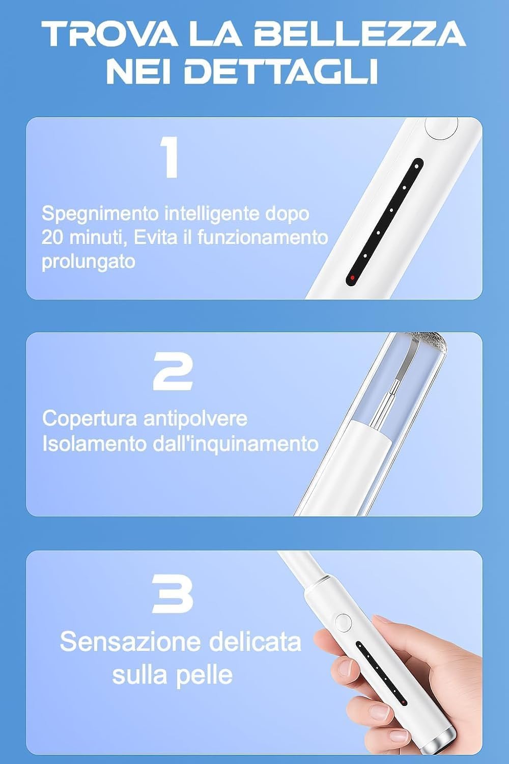 Thumbnail 1 de LM company Pulitore Dentale Elettrico con schermo LED e 3 modalità (Soft/Comfort/Strong) ricaricabile USB