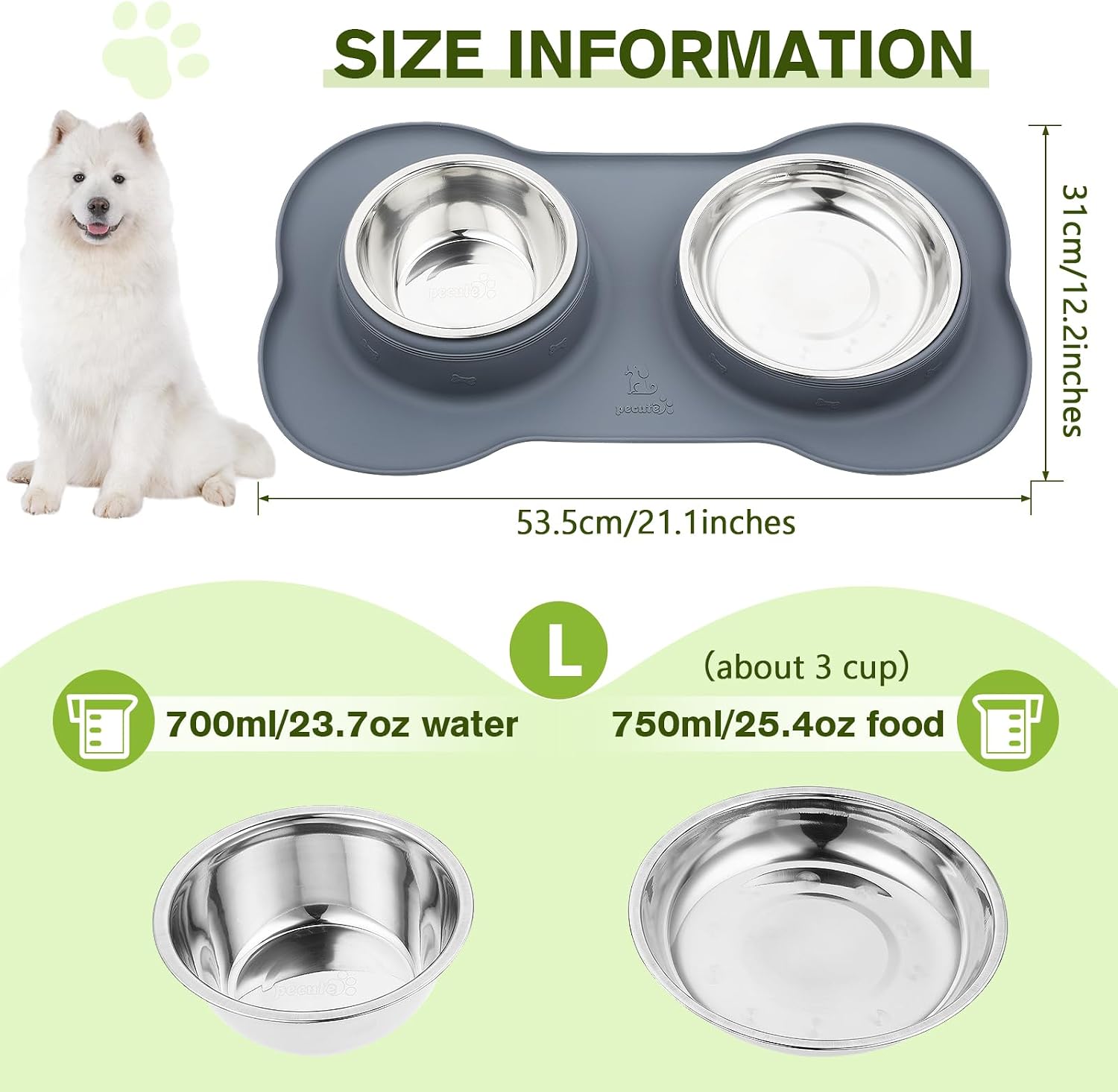 Detalle de Pecute Dog Bowls Non Slip double set