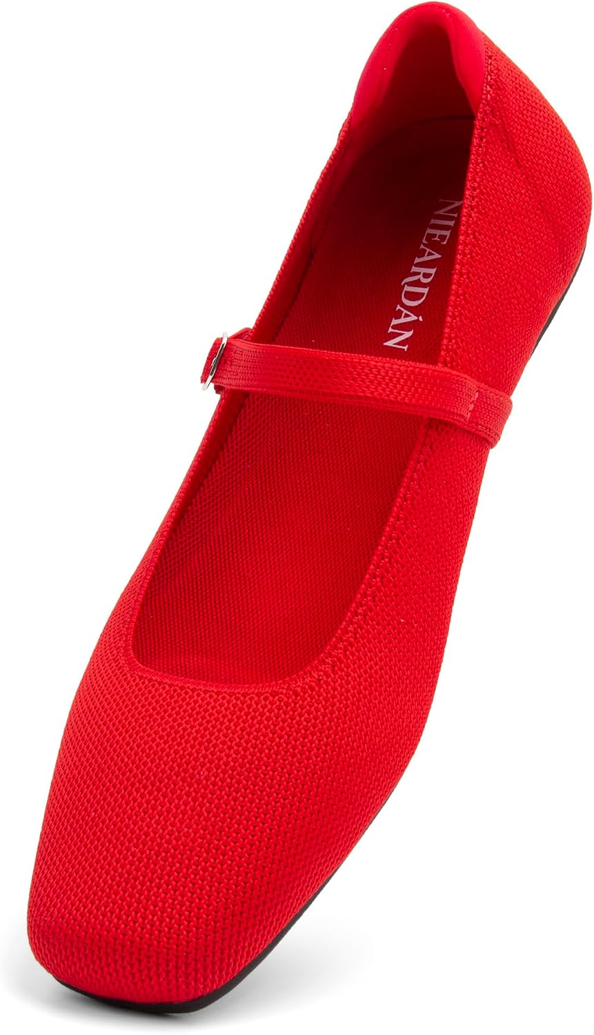 Thumbnail 6 de NIEARDAN Women’s Square Toe Slip-On Ballet Flats with Adjustable Ankle Strap