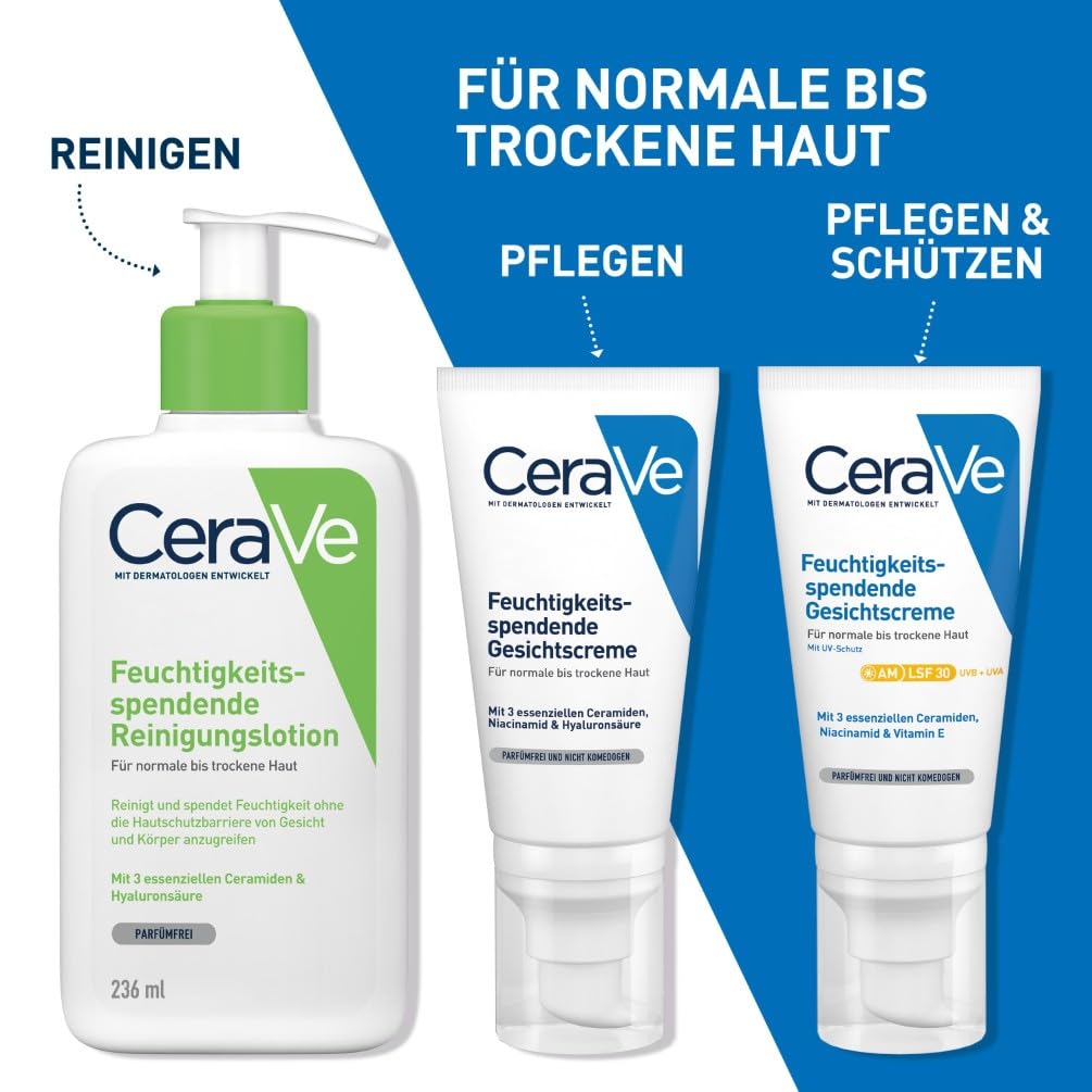Thumbnail 6 de CeraVe Feuchtigkeitsspendende Gesichtscreme mit LSF 30 – Beruhigende Tagescreme für normale bis trockene Haut