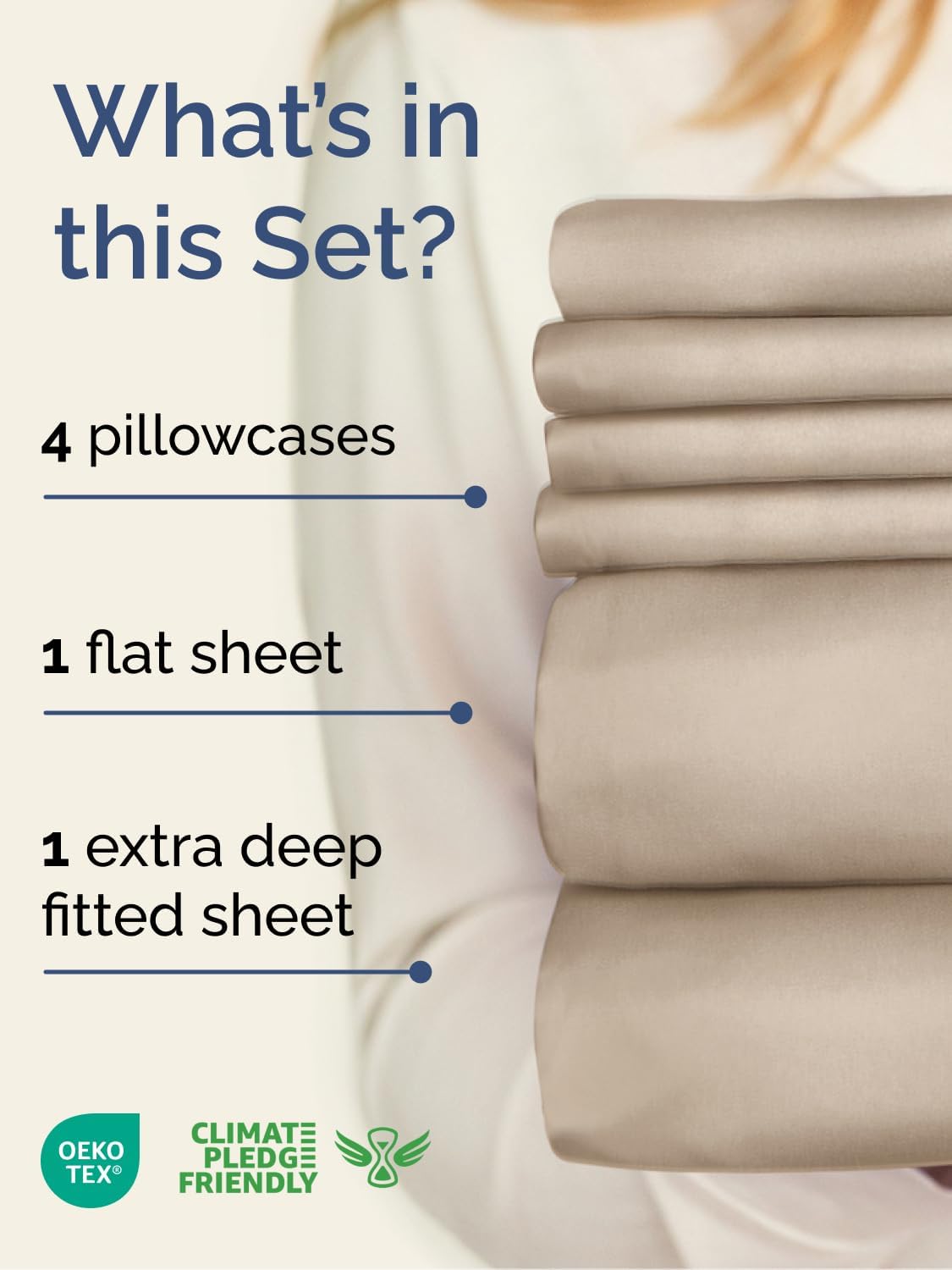 Thumbnail 1 de CGK Unlimited Extra Deep Queen Sheet Set (6-Piece) – Breathable, Cooling Microfiber with Extra-Deep Pockets – Wheat