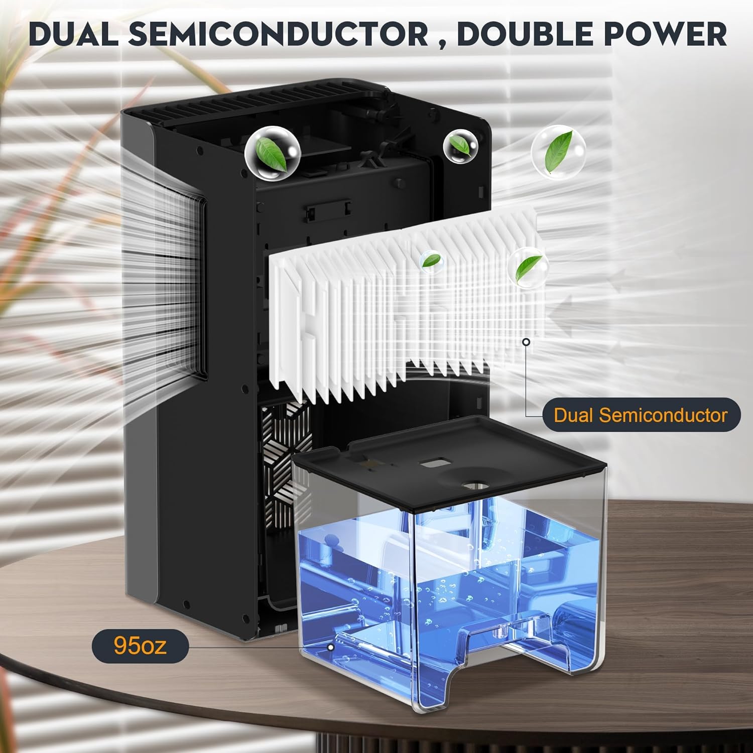 Detalle 1 de ToLife 1000 sq.ft Dehumidifier with 95 oz Tank