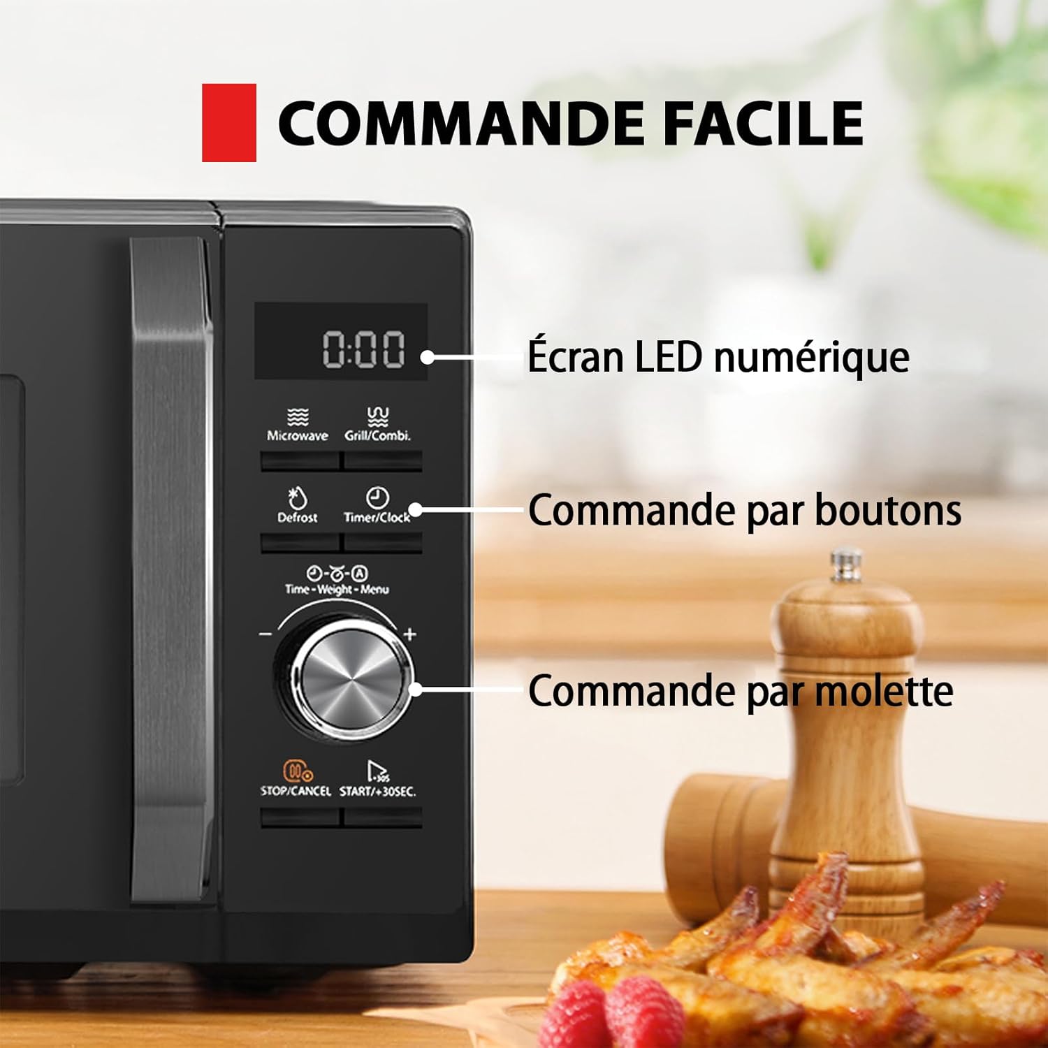 Thumbnail 2 de Toshiba MW3-AG20PE(BK) : micro-ondes 3 en 1 20 L avec gril et programmes automatiques