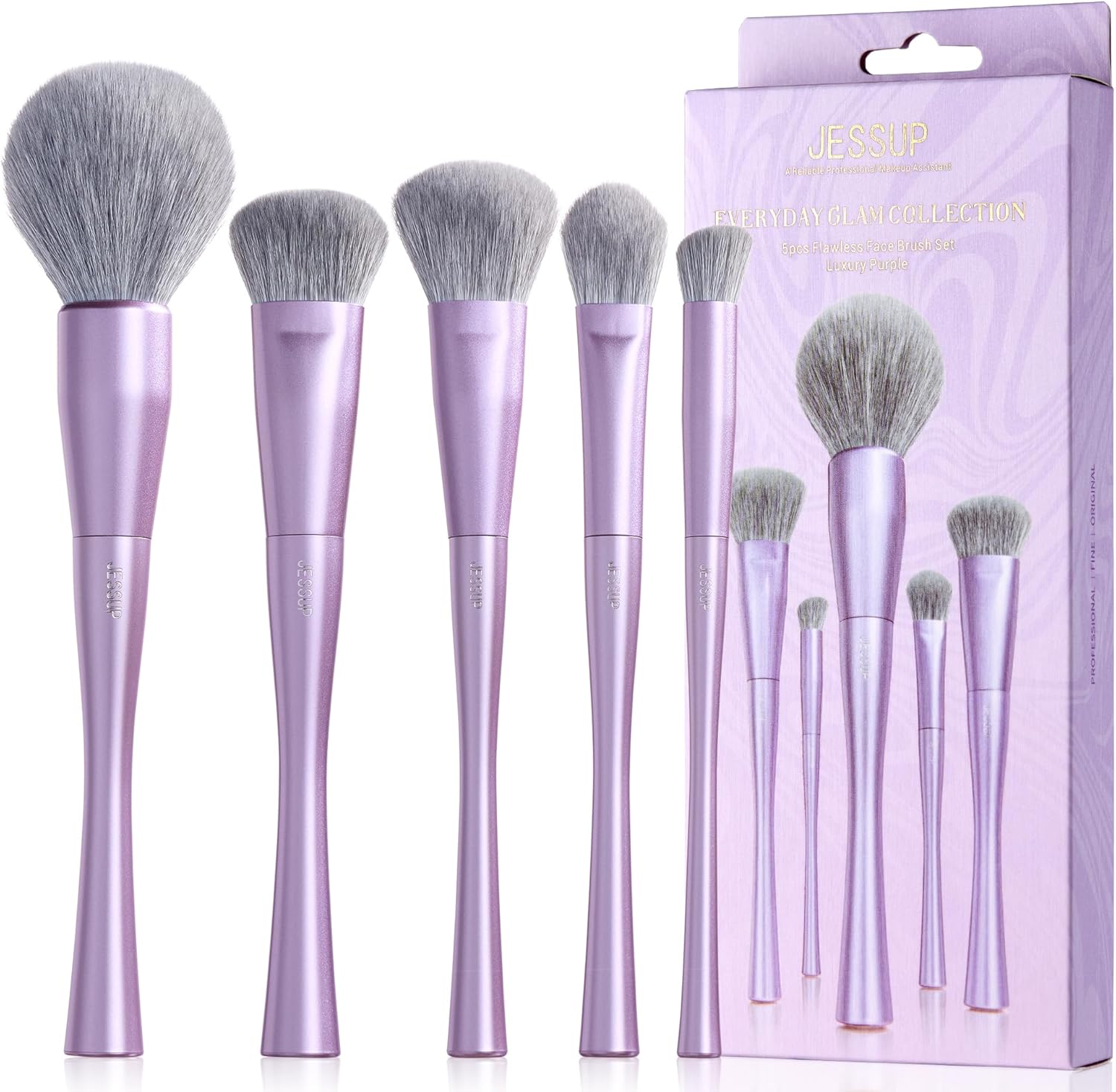Thumbnail 6 de Jessup Pinceaux Maquillages Lot de 4 Pinceaux Kabuki Visage – Fibre Synthétique Premium Sans Cruauté ( Violet T517 )
