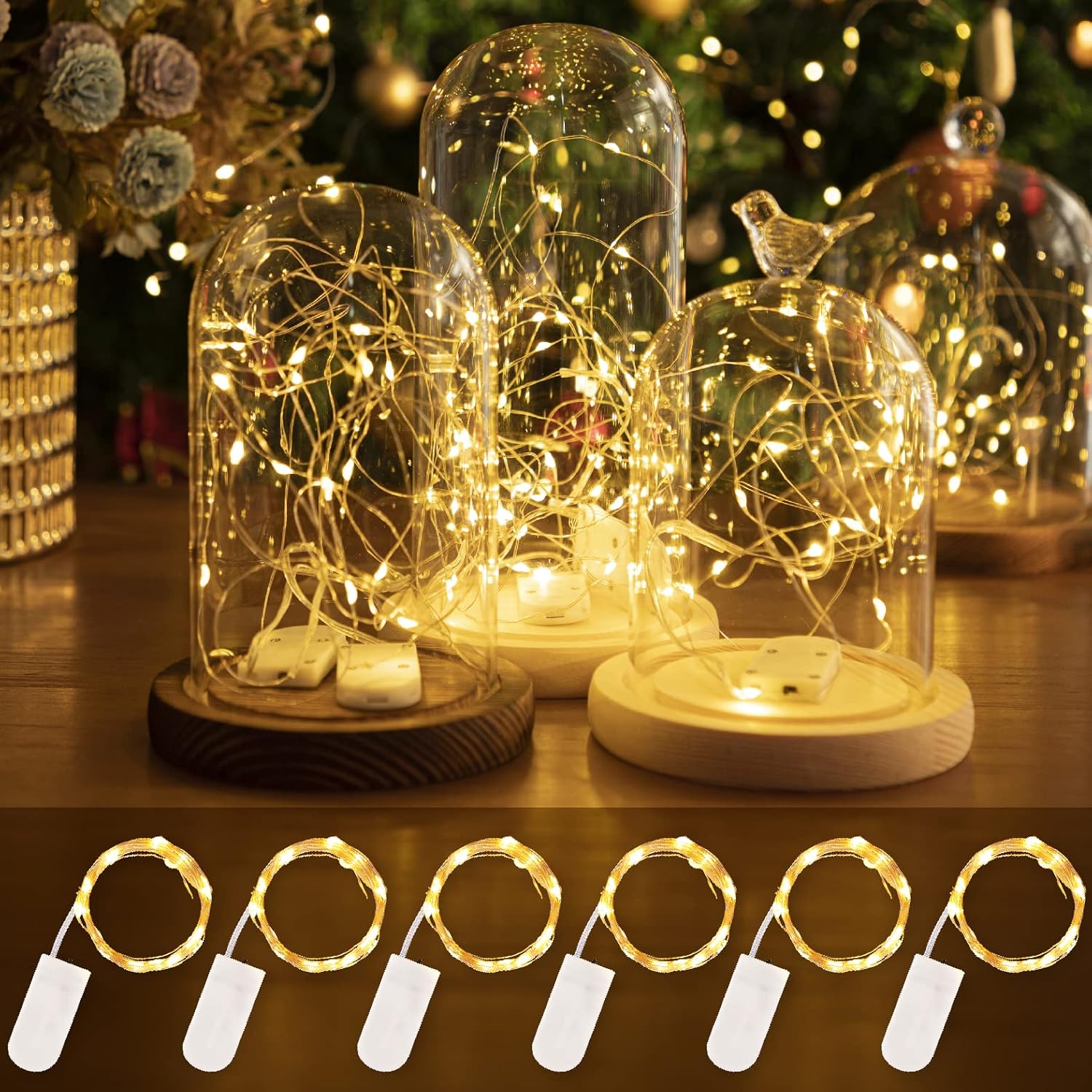 HXWEIYE 6 packs de guirlande lumineuse LED blanc chaud (2,1 m, 20 LED) – guirlandes à piles