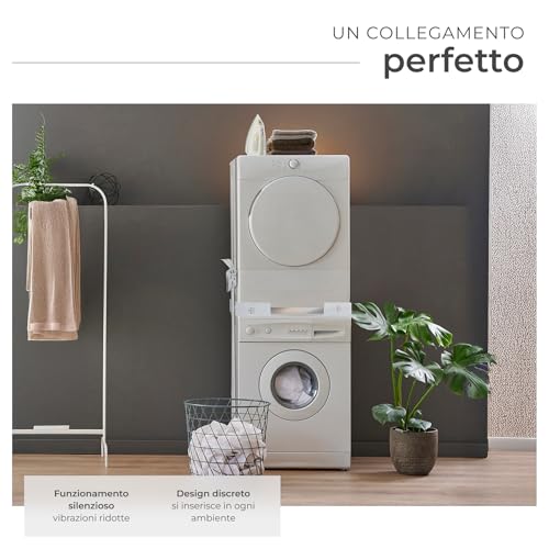 Detalle 1 de tectake Telaio di collegamento per lavatrice e asciugatrice, regolabile 46-66 cm