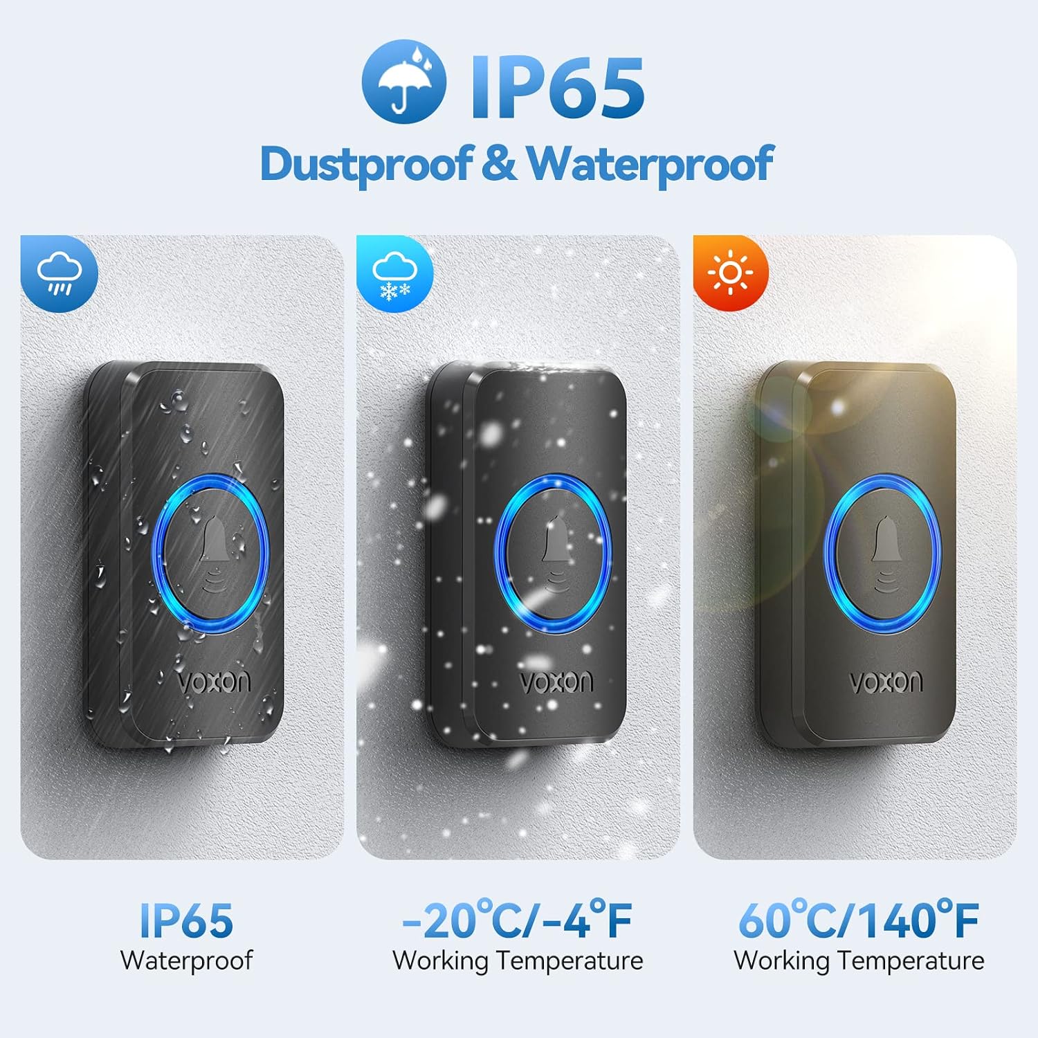 Detalle 2 de VOXON Wireless Doorbell 1300 ft range ๐