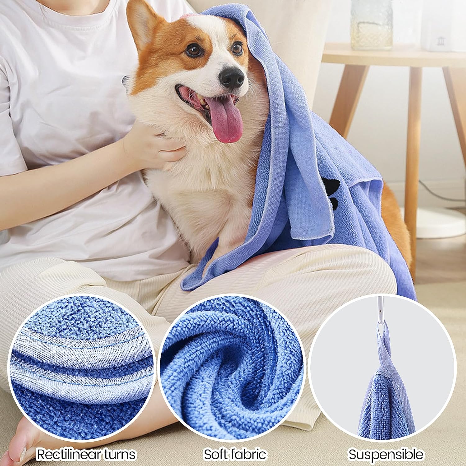 Thumbnail 2 de QYRDBGY Hunde Handtuch 3er-Set – Mikrofaser, 75 x 35 cm, extra saugfähig