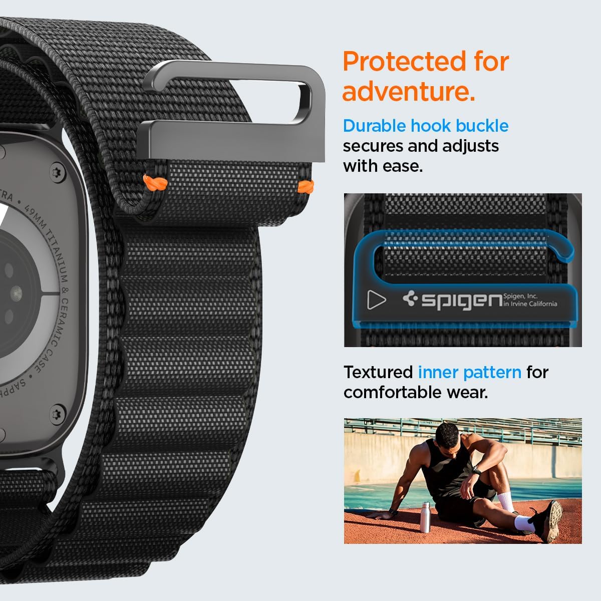 Thumbnail 5 de Spigen Bracelet en nylon avec crochet pour Apple Watch (Ultra 3/2/1 49 mm, Series 11/10 46 mm, 9/8/7 45 mm, SE/6/5/4 44 mm, 3/2/1 42 mm)
