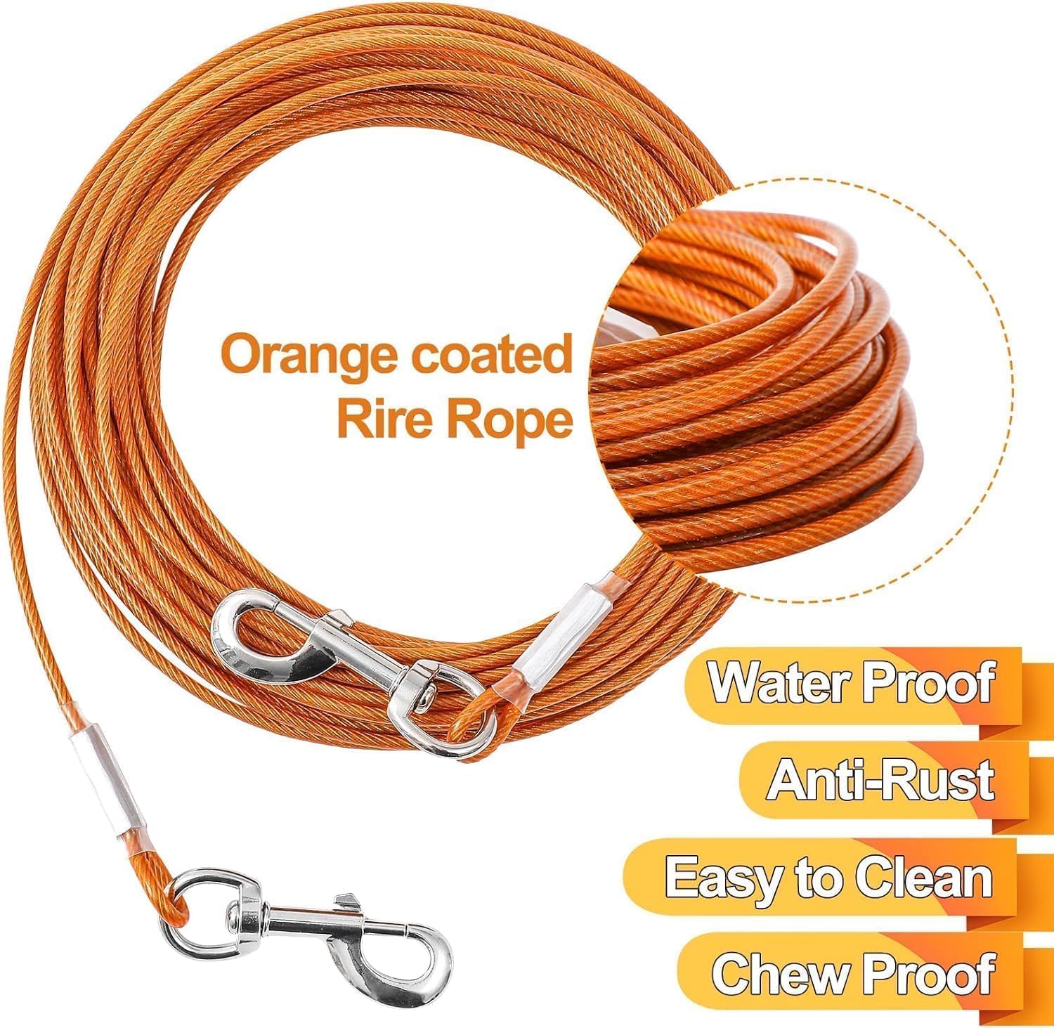 Detalle 2 de Mi Metty Dog Tie Out Cable - Heavy Duty Chew Proof Lead for Large Dogs up to 125lbs (10ft) with 360° Swivel