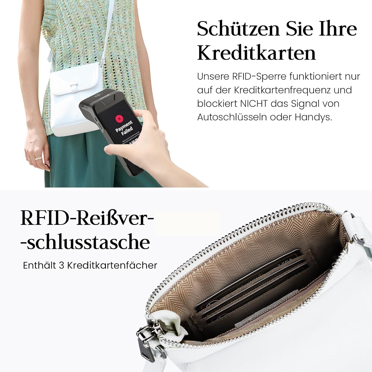 Thumbnail 3 de befen Echtleder Handytasche zum Umhängen Damen RFID-Blockierung Crossbody Tasche Klein Leder Handtasche mit Geldbörse