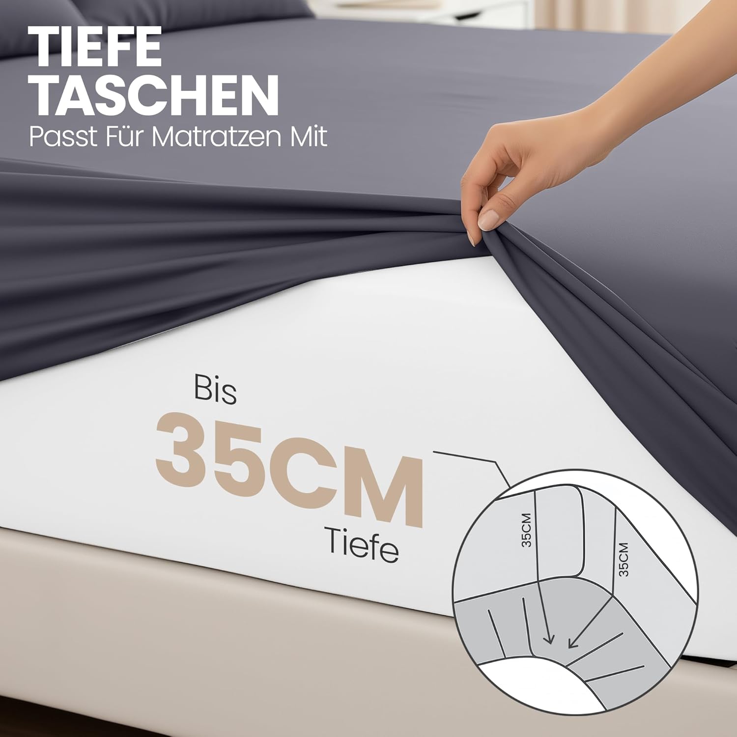 Detalle 2 de Utopia Bedding 2er Set Spannbettlaken 90x200 cm