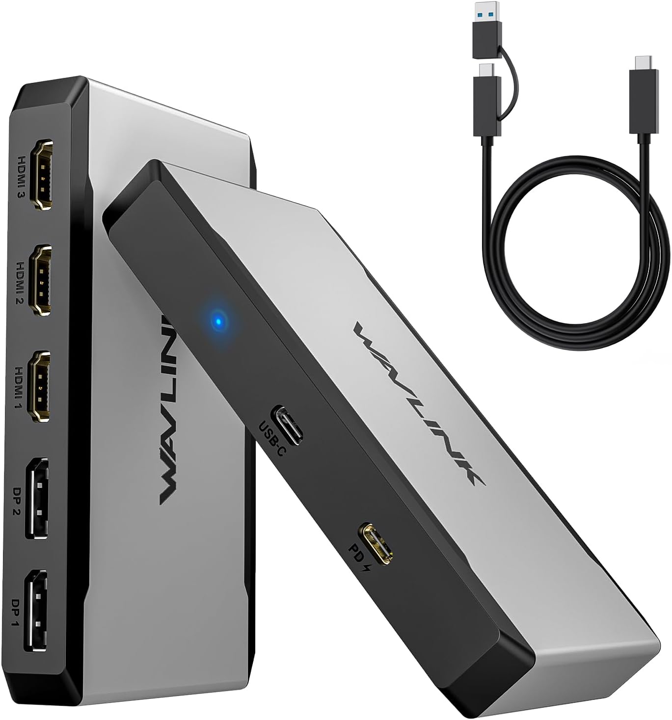 Detalle de WAVLINK Dockingstation Triple Monitor für macOS (M1–M4) – 3 HDMI/2 DP, 4K@60Hz und 100W Power Delivery