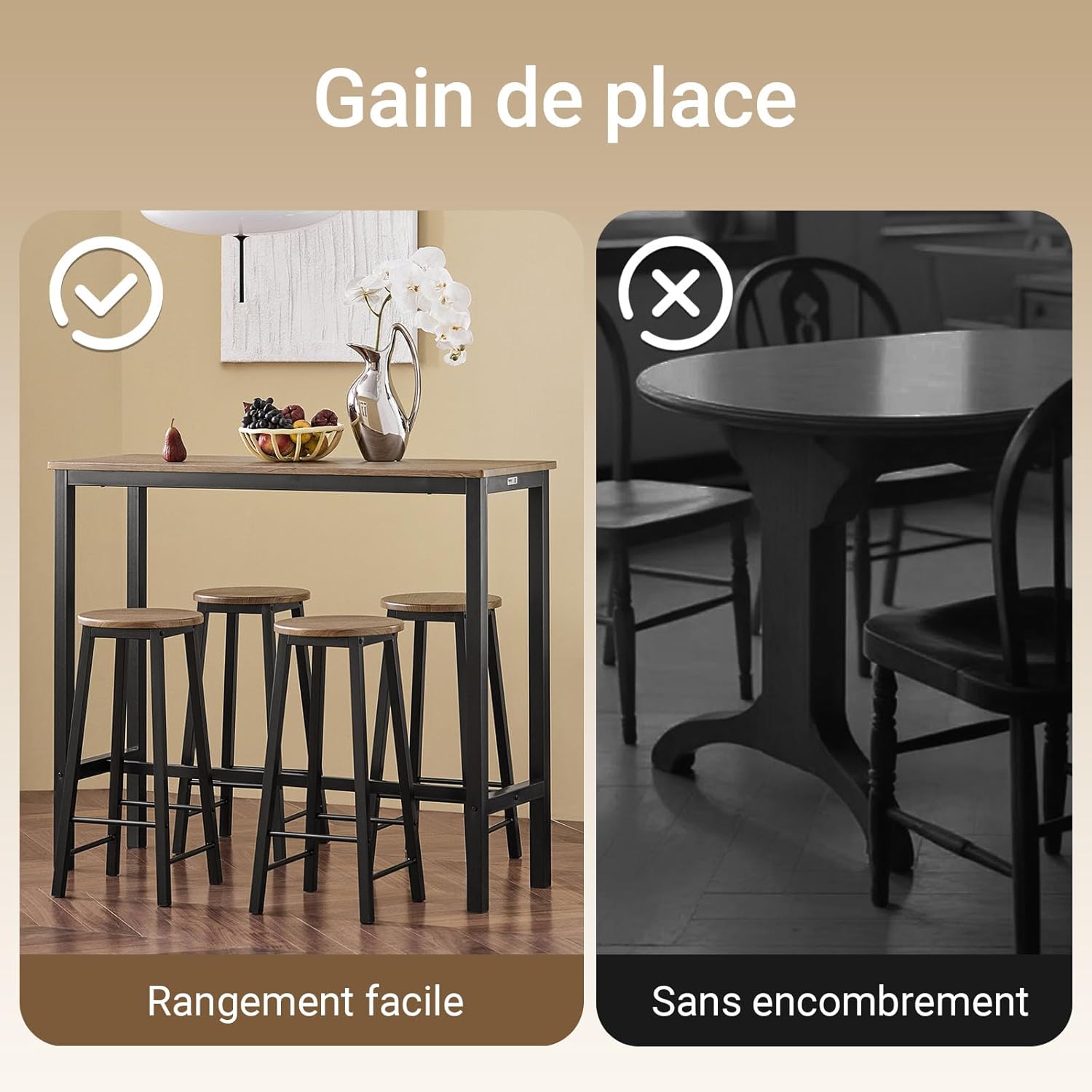 Detalle 2 de SoBuy OGT22-SCH table haute 120 cm