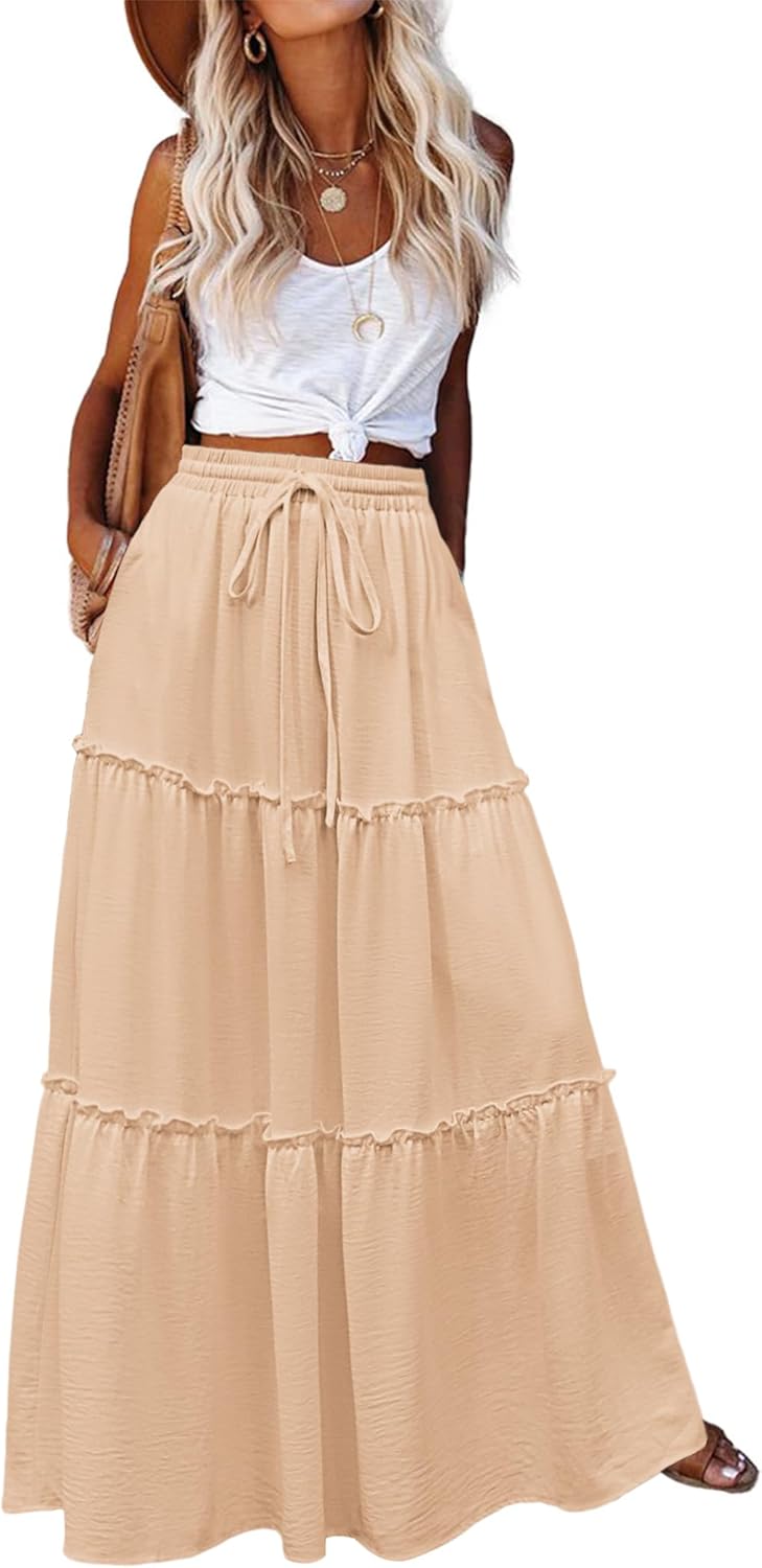 Thumbnail 6 de Zeagoo Jupe Longue Femme Été – Taille haute élastique, A-line, avec poches