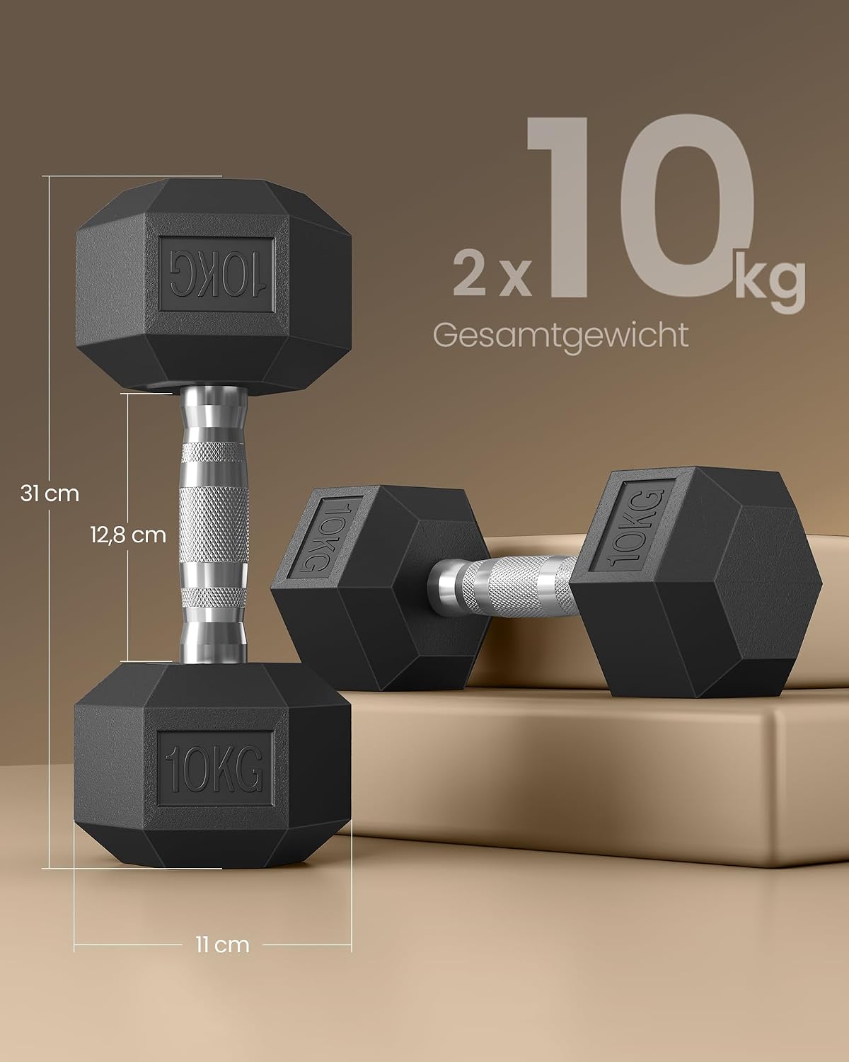 Detalle 2 de Hexagon Hantelset 2 x 10 kg von SONGMICS
