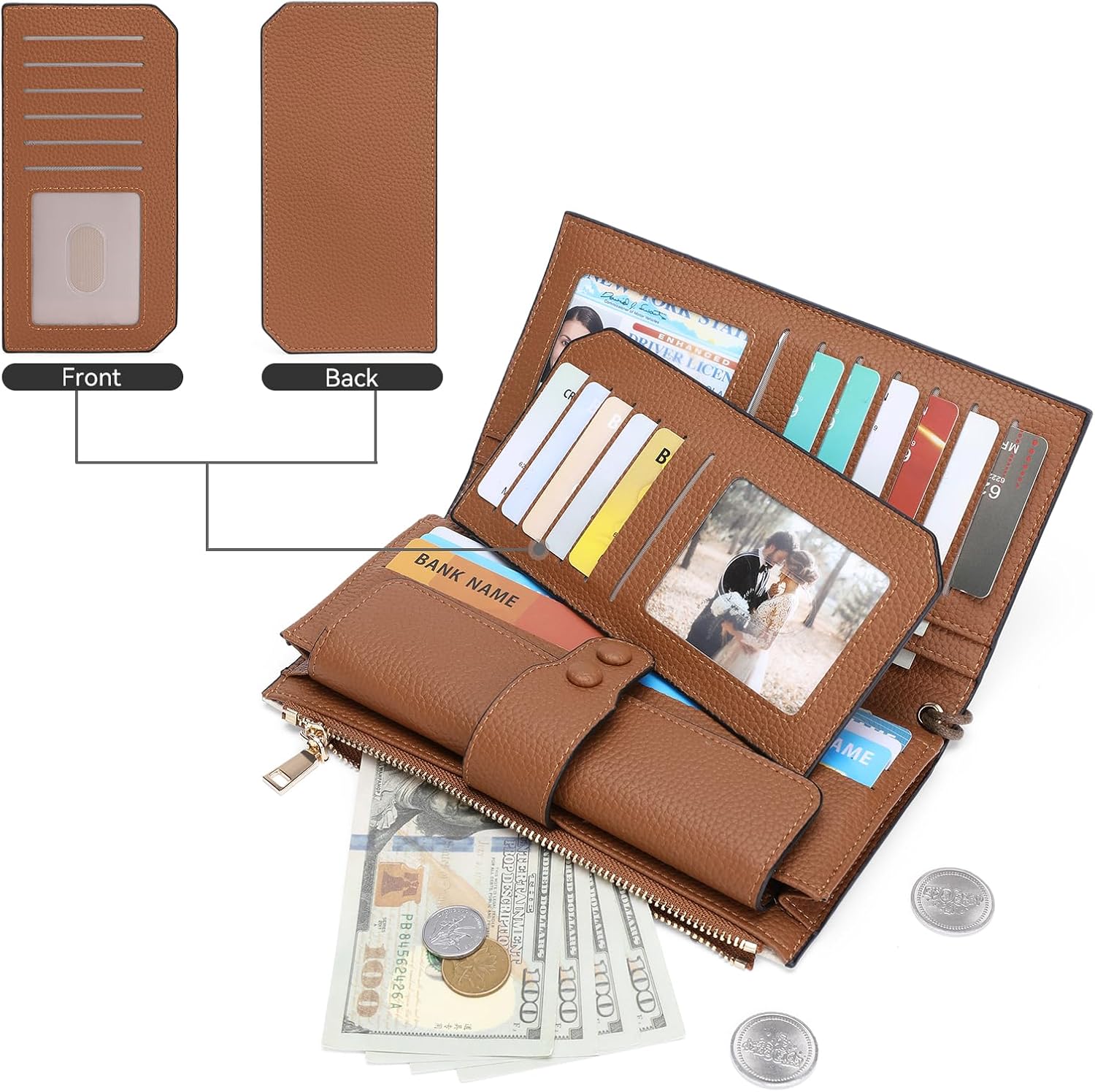 Thumbnail 4 de SENDEFN Purses for Women Large Leather Wallet