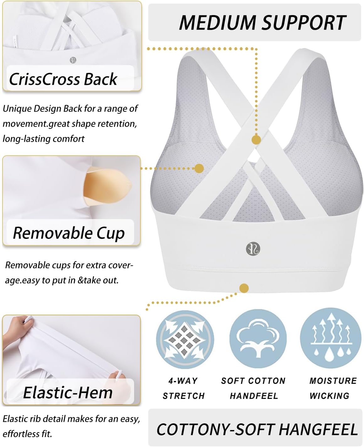 Thumbnail 5 de RUNNING GIRL Padded Strappy Sports Bra with Removable Cups – Medium Support