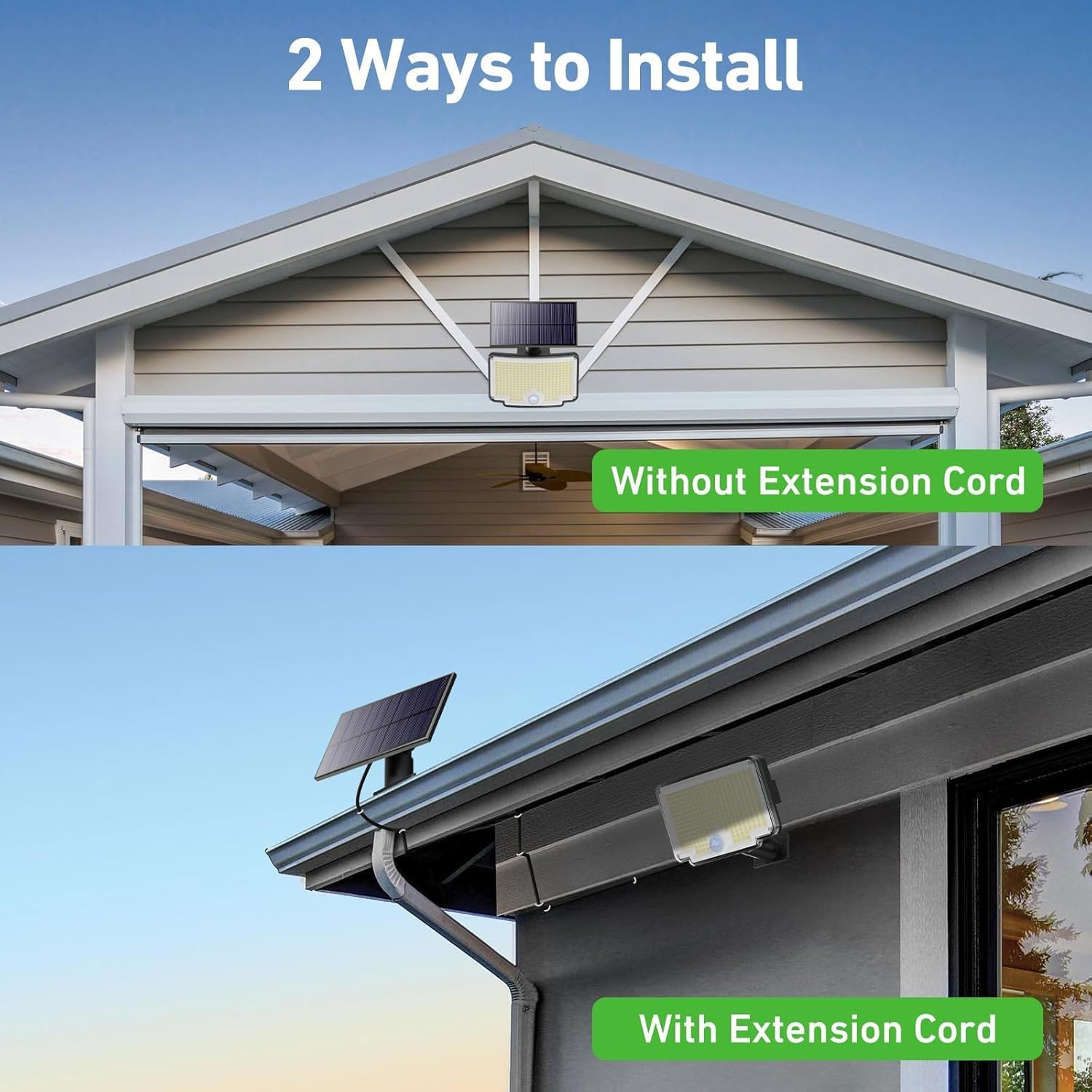 Thumbnail 5 de nipify 2er Set Solarlampen außen mit Bewegungsmelder, 310 LEDs, 3 Modi & Fernbedienung, IP65