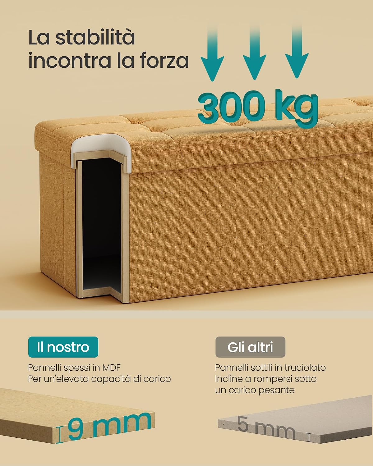 Thumbnail 4 de SONGMICS MAZIE Cassapanca pouf 38 x 110 x 38 cm