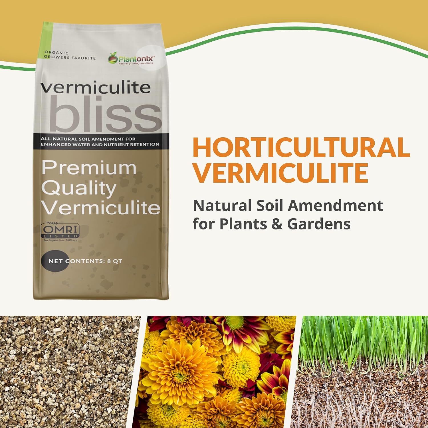 Detalle de plantonix Vermiculite Bliss Vermiculite for Gardening, Coarse, 8 Quarts