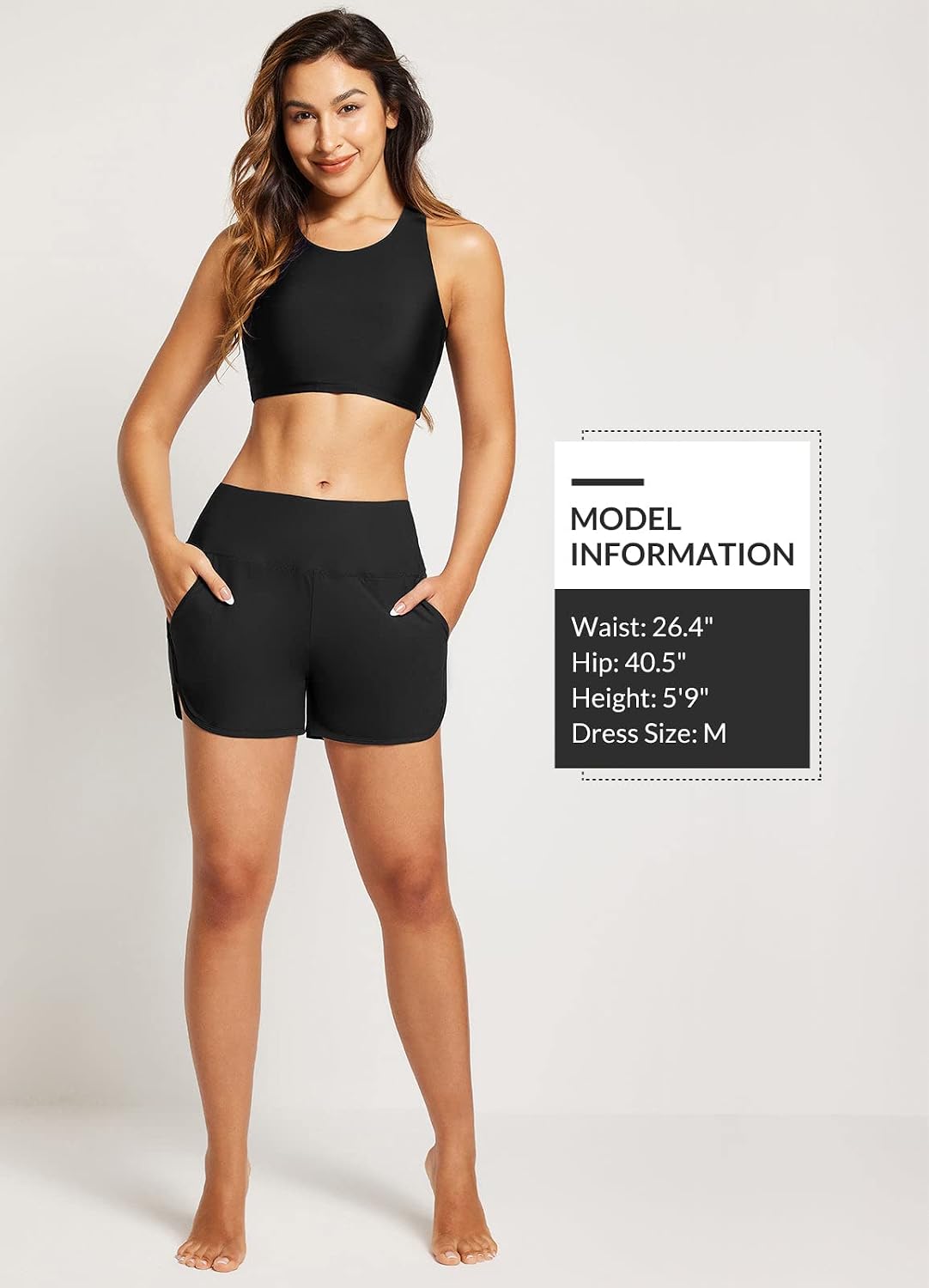 Detalle 2 de Baleaf Women's High Waisted Swim Board Shorts with Pockets (3"/5"/7"/9") — Quick-Dry Bottoms