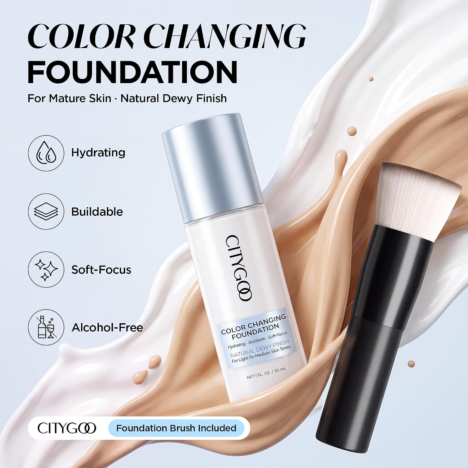 Detalle 2 de CITYGOO Color-Changing Foundation, 1 FL OZ
