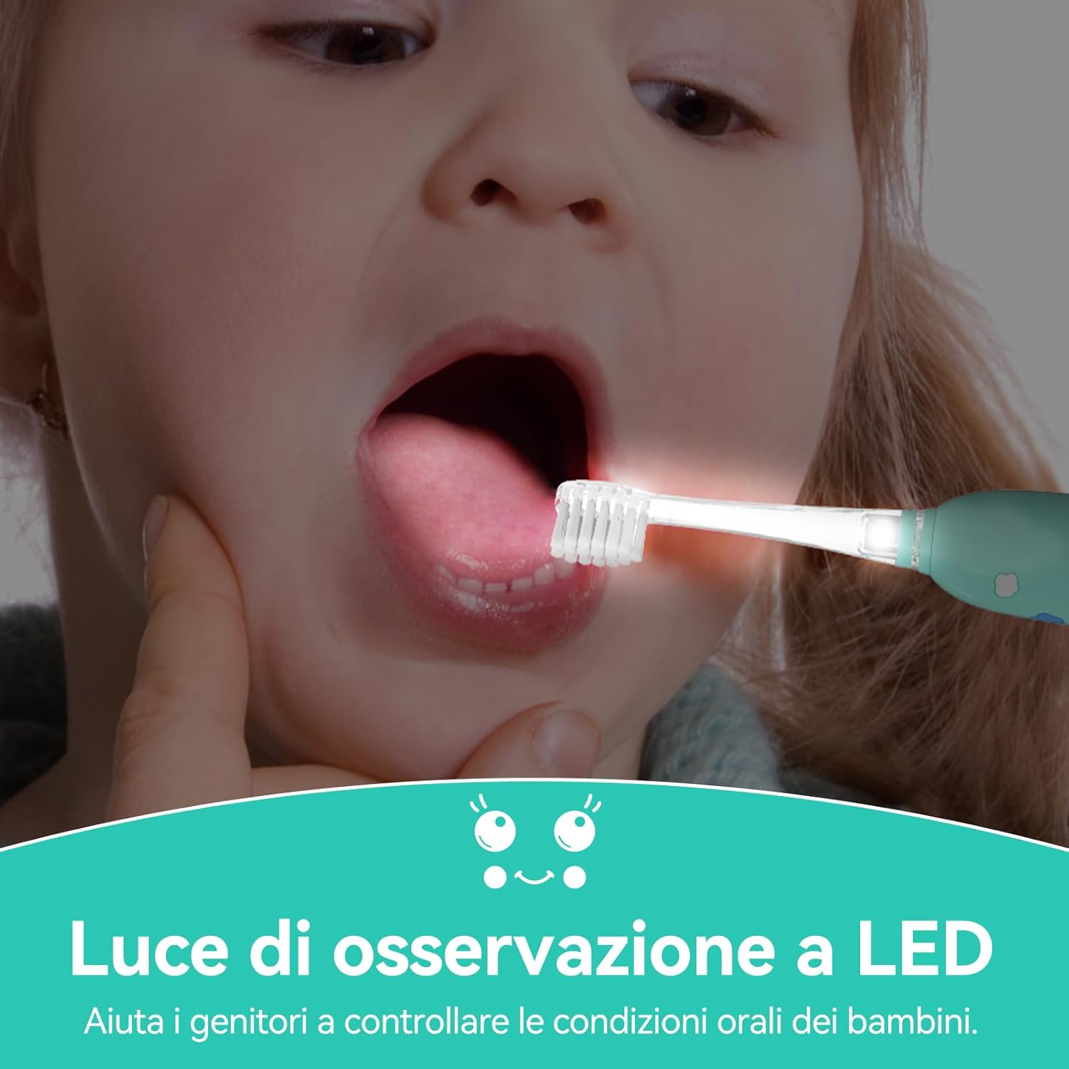 Thumbnail 6 de Spazzolino elettrico bambini Seago SG-2139 (modello balena) con LED, 8 testine e ricarica magnetica, blu