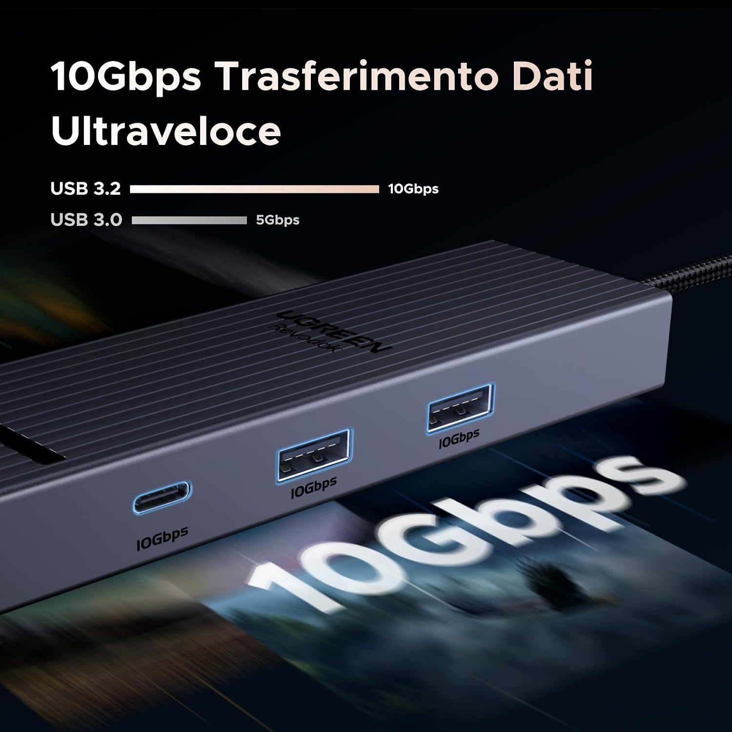 Detalle 2 de UGREEN Revodok Pro 1061 hub 10Gbps USB-C