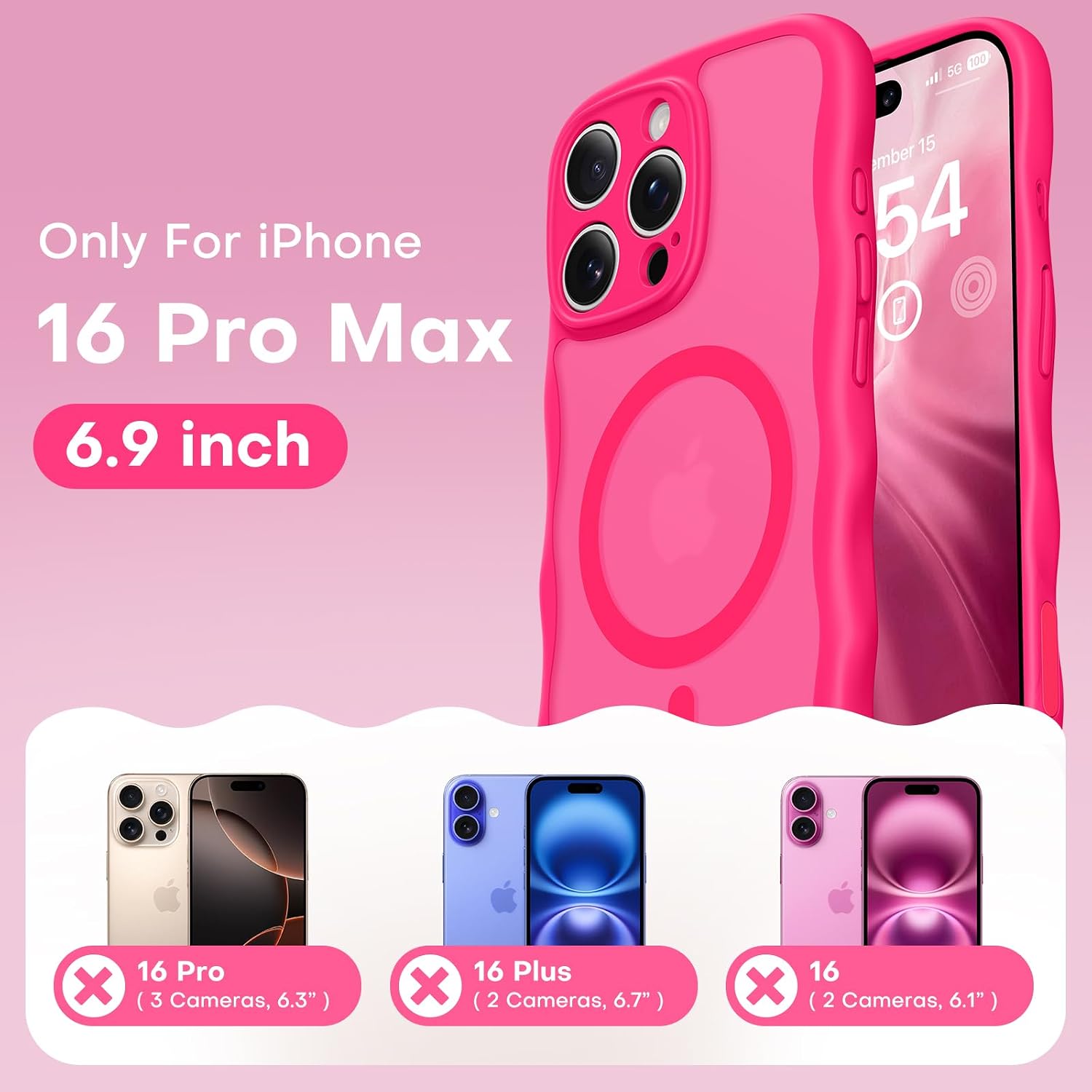 Detalle 2 de TAURI iPhone 16 Pro Max MagSafe Case, Hot Pink