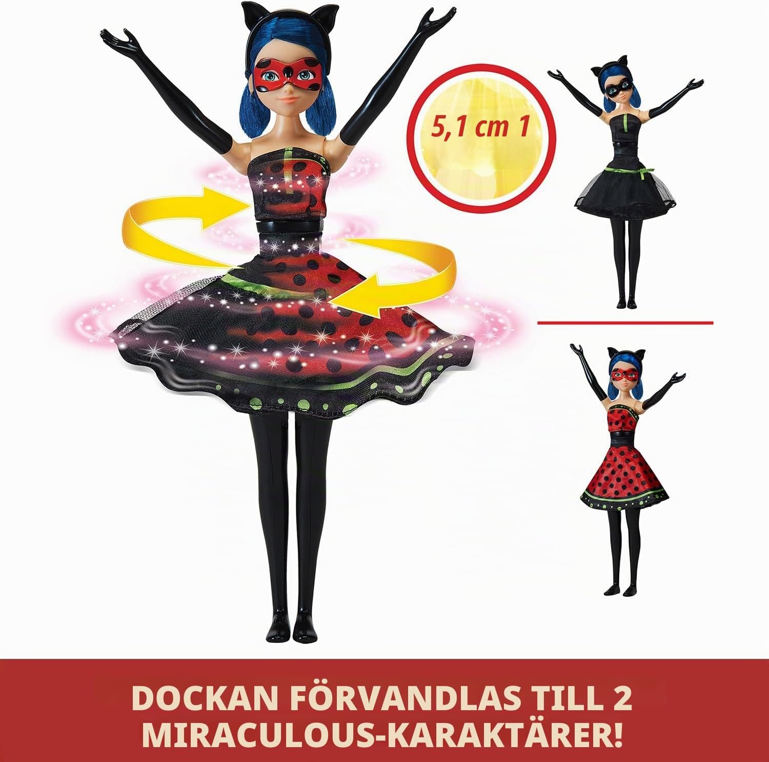Detalle de Bandai Miraculous P50414 transformationsdocka, 26 cm, två dräkter och rörliga leder