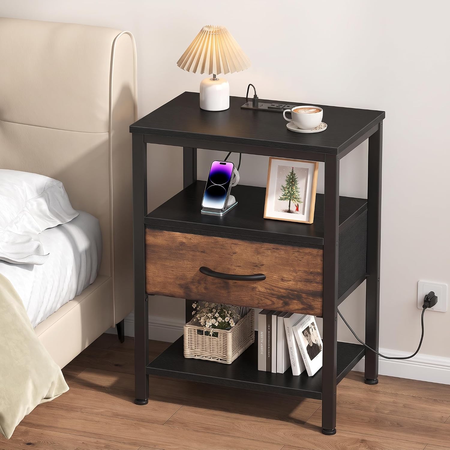 Detalle de OLIXIS Nightstand with Fabric Drawer
