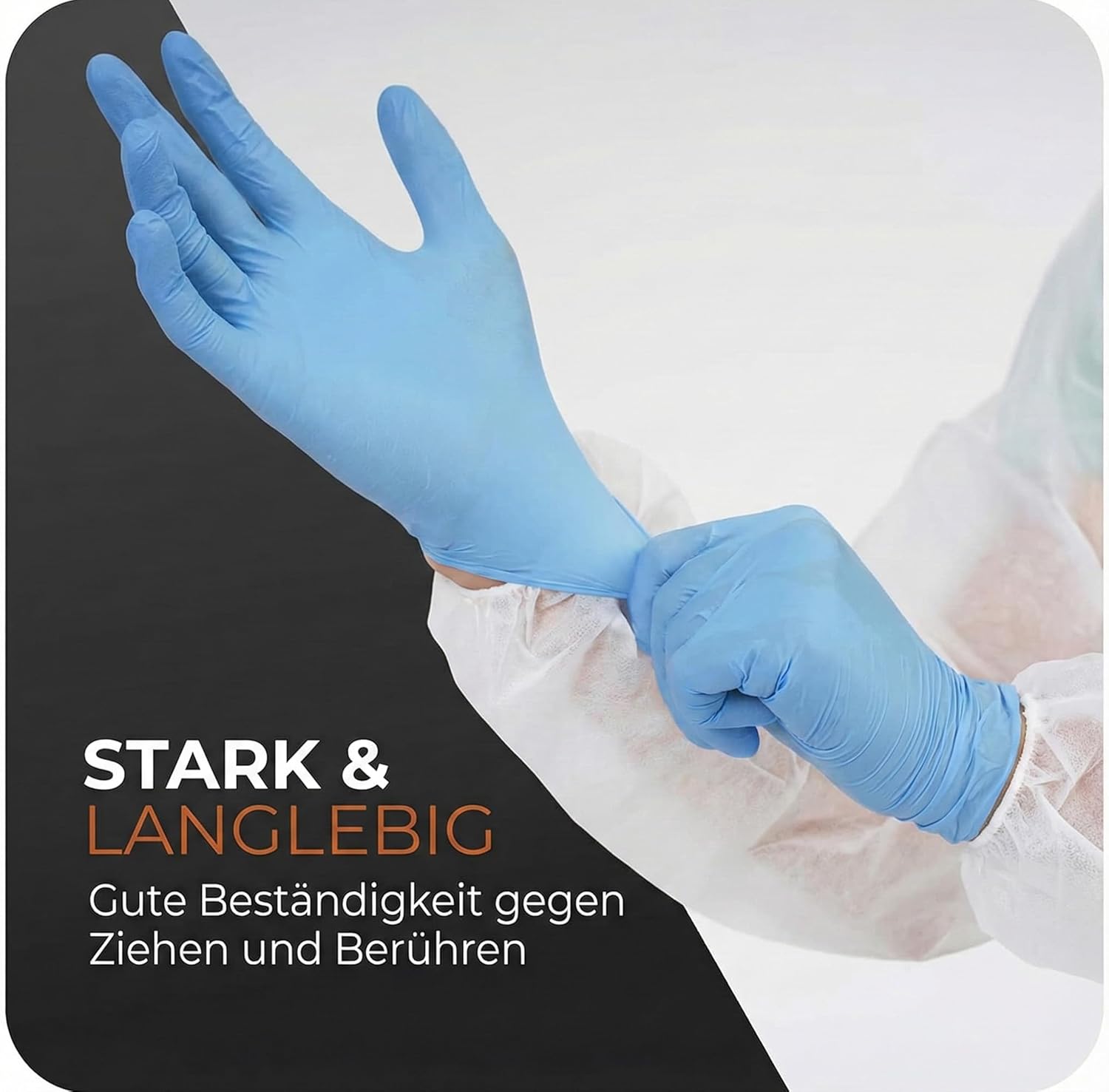 Detalle 2 de The Real Touch Einweghandschuhe blau, nitril, Größe M – Box 100 Stück, puder- und latexfrei