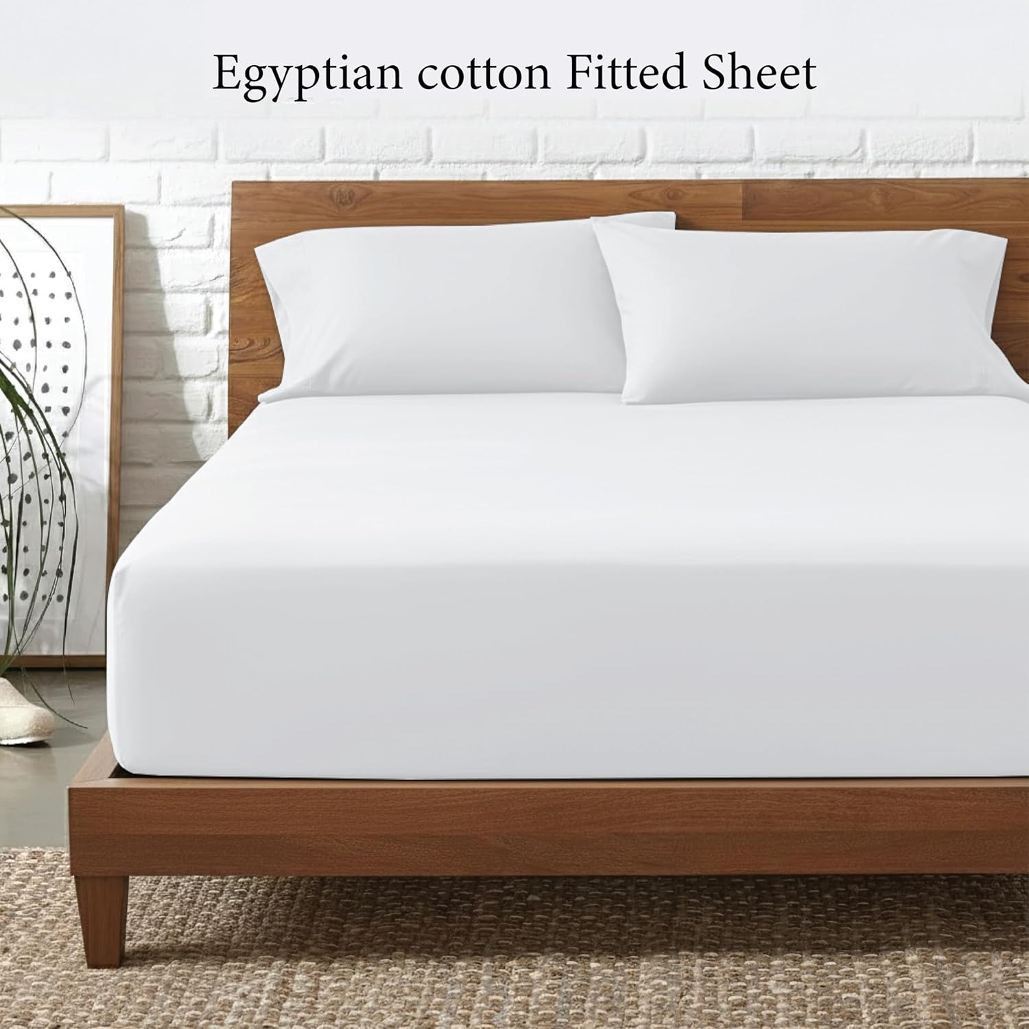 Detalle 2 de Funky Gadgets Deep Fitted Sheet, King Size (White) – 100% Egyptian Cotton, 300 Thread Count