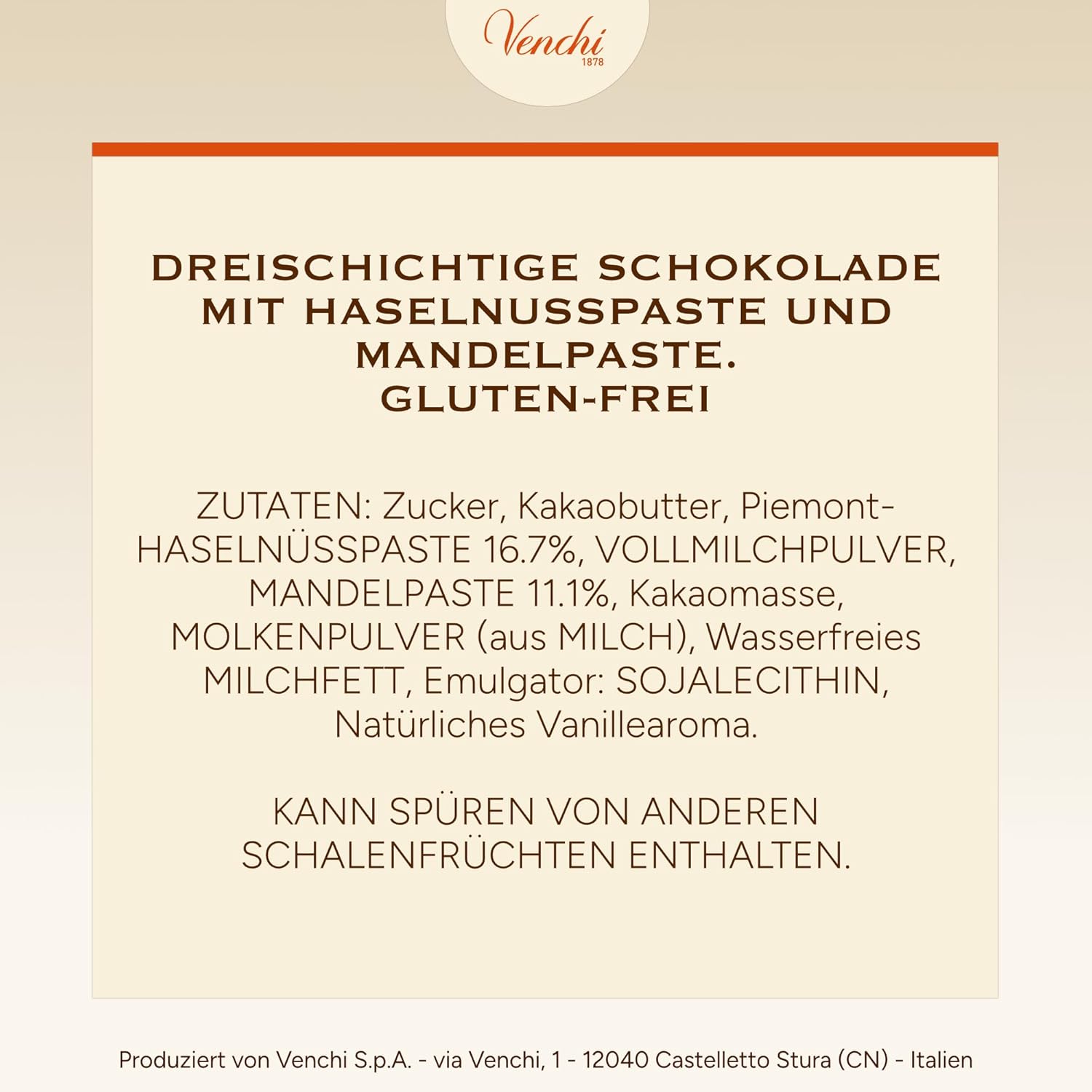 Thumbnail 5 de Venchi Cremini 1878 – dreischichtige Pralinen mit Milch-Gianduja und Mandelpaste, glutenfrei (1 kg)