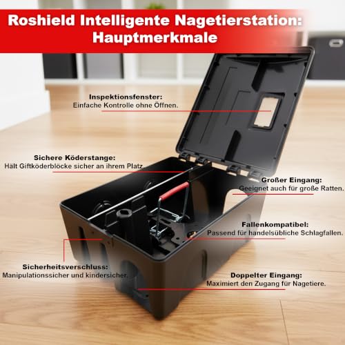Detalle 2 de Roshield 2 x Schutzbox für Externe Rattenfallen – giftfrei, grüne Profi-Qualität