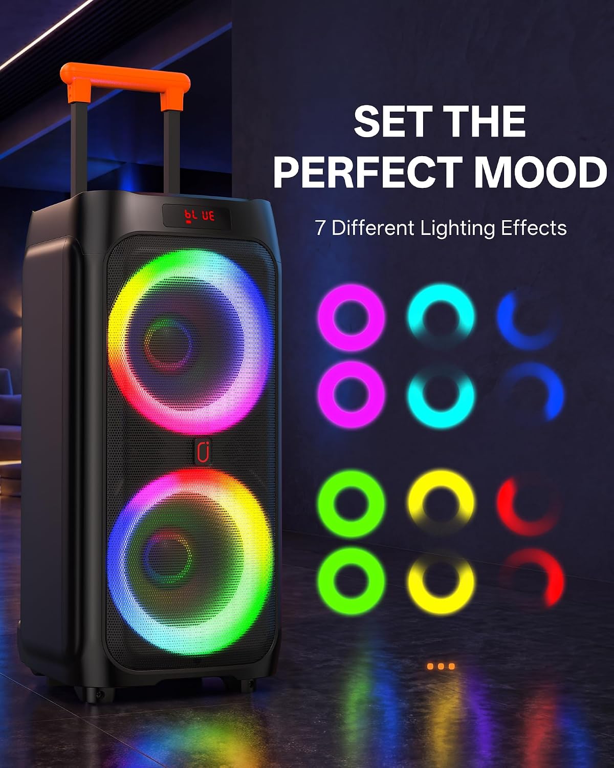 Detalle de JYX JYX-T9 Karaoke Machine, 500W Peak, 3 Wireless Mics, Dual 8-Inch Woofers