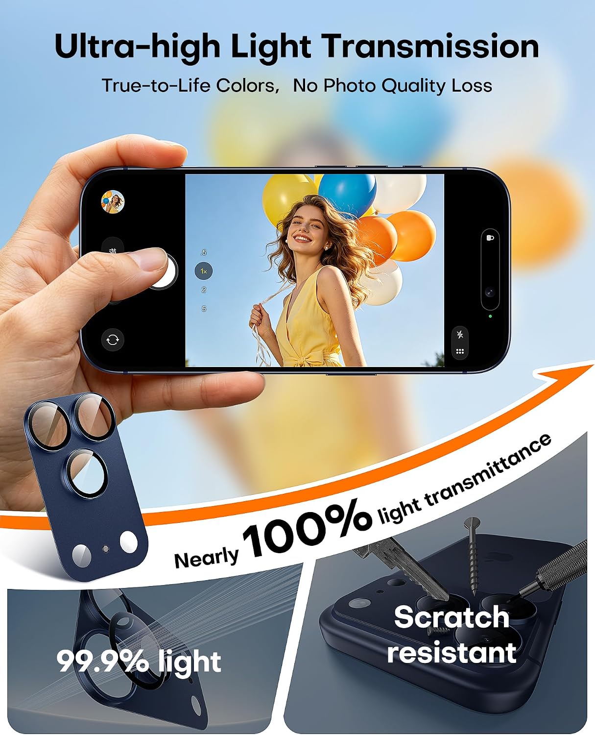 Thumbnail 6 de TAURI 2 Pack for iPhone 17 Pro Camera Lens Protector, Deep Blue – Full Coverage, Military-Grade Shatterproof