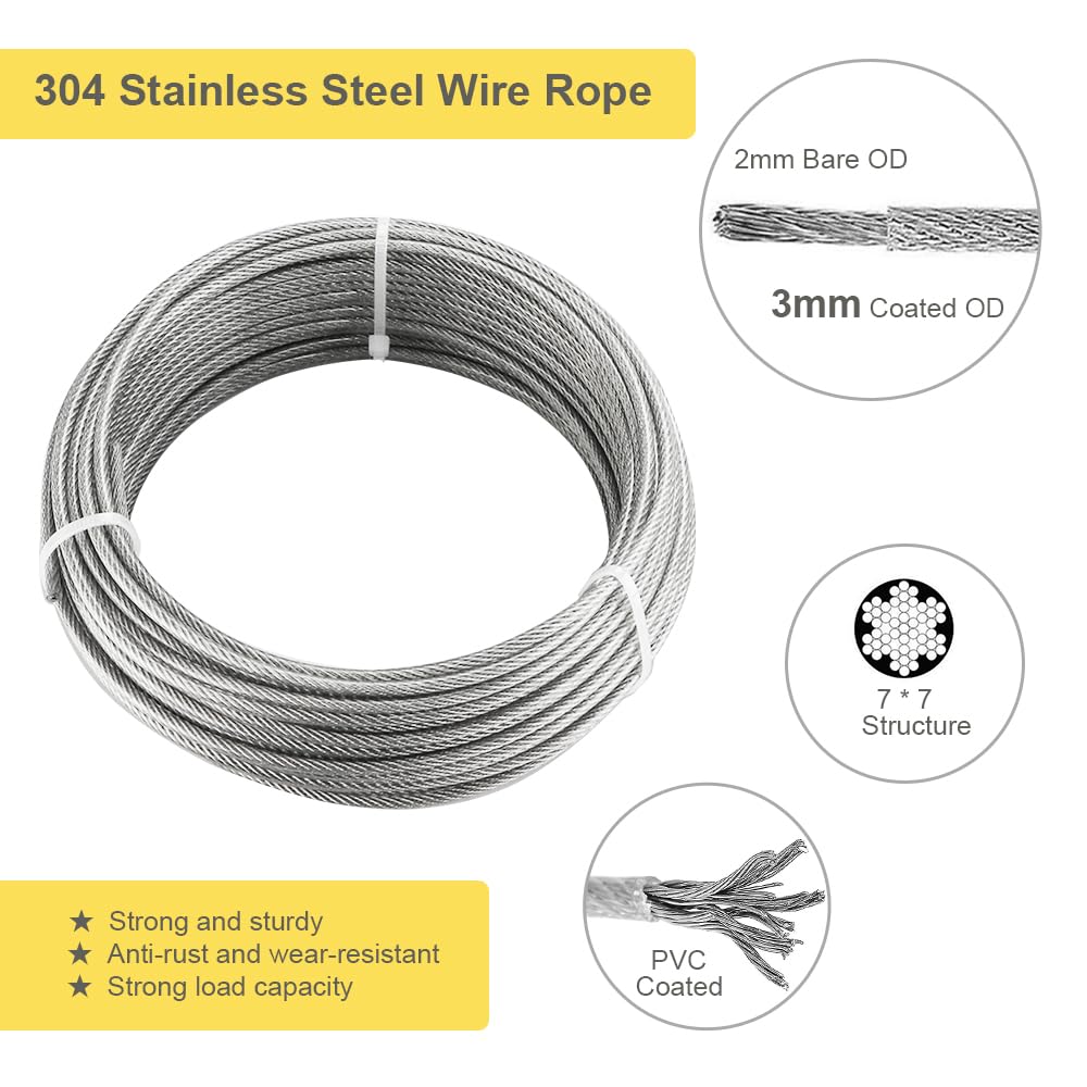 Detalle de 20 m Edelstahl Stahlseil Kit 3 mm