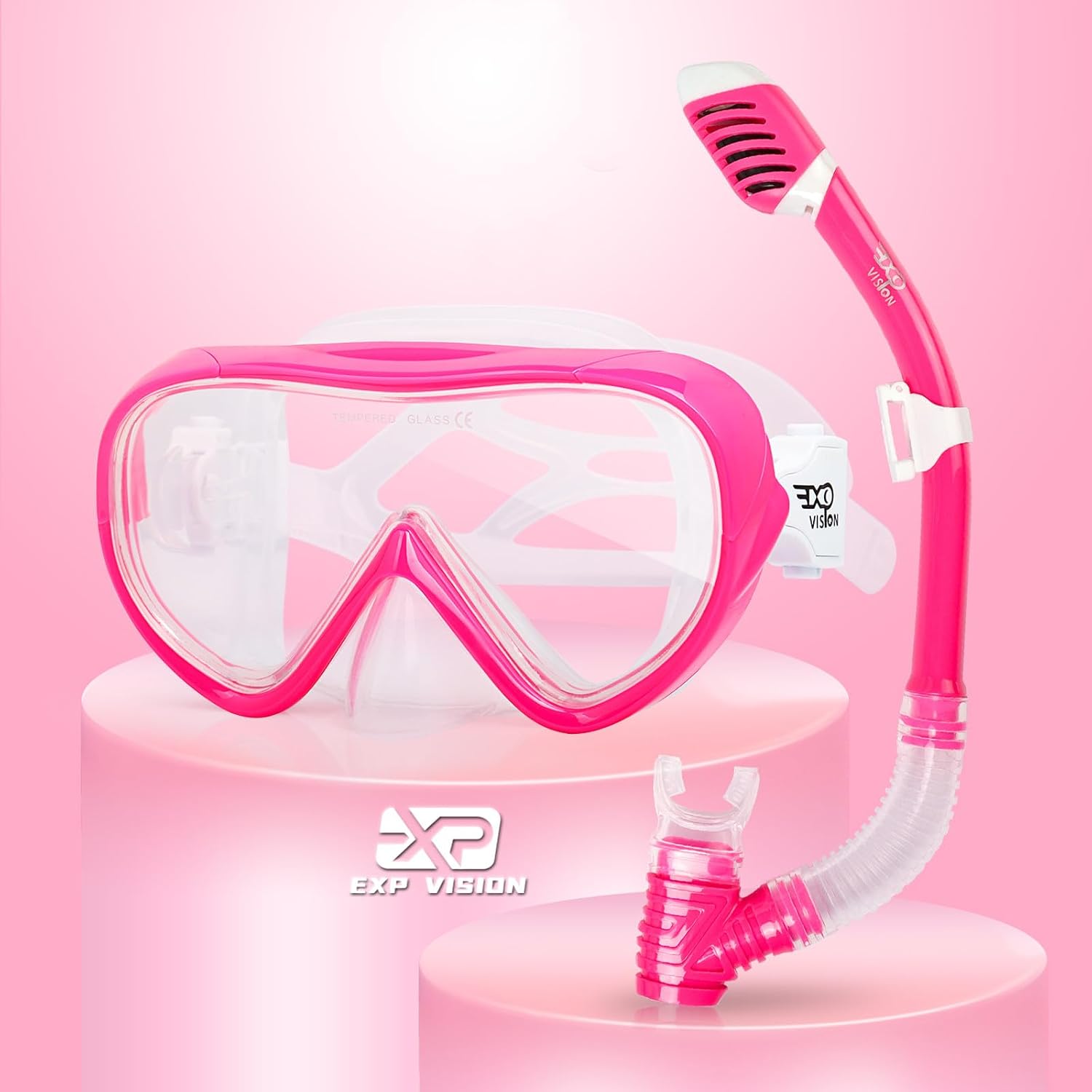 Detalle de Kinder Taucherbrille 180° Panorama mit Anti-Beschlag und gehärtetem Glas – Schnorchelmaske für Kinder (4–16)