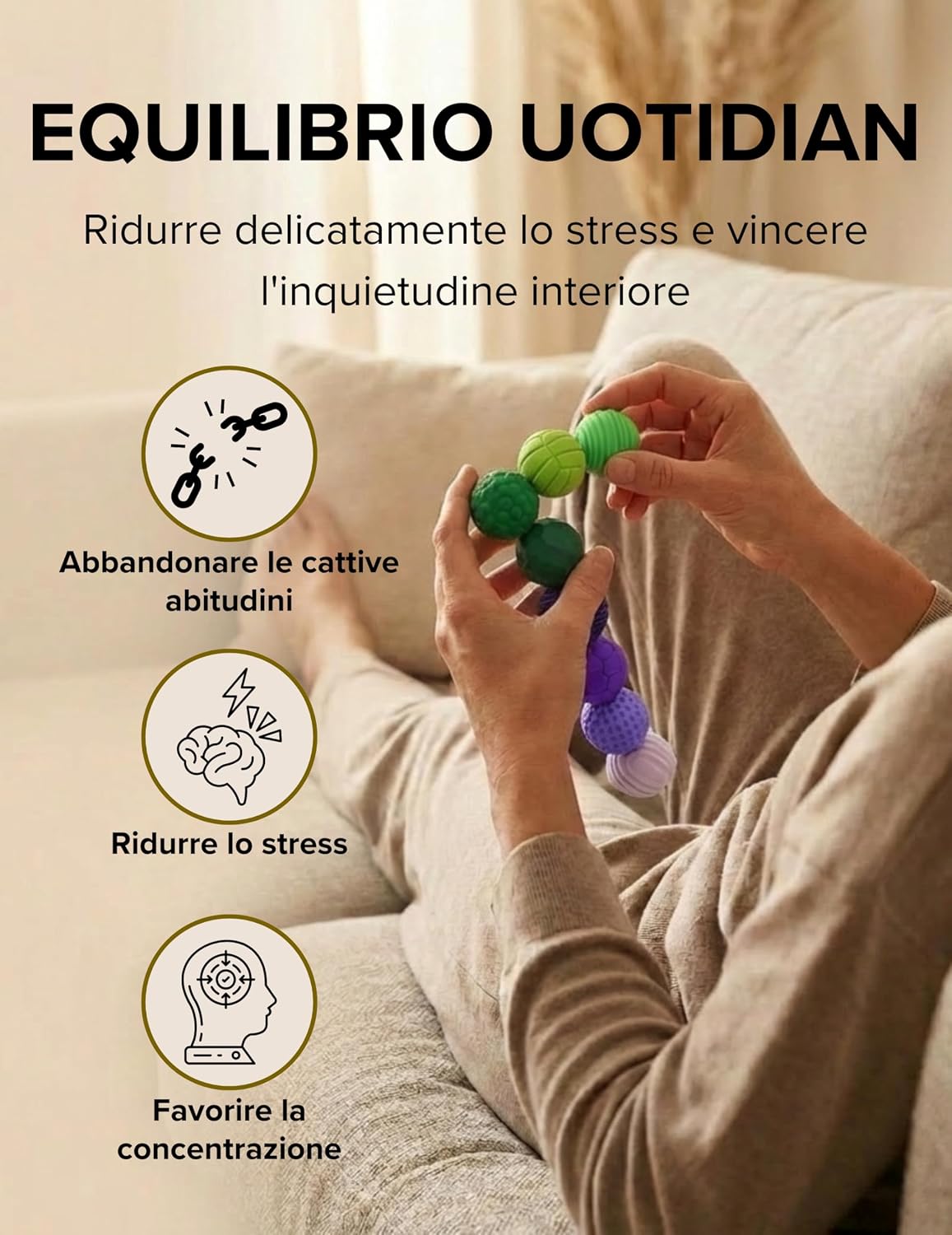 Detalle de Magnetic Fidget Toys - Giocattolo antistress con sfere magnetiche (Verde-Viola) | Focus Dots