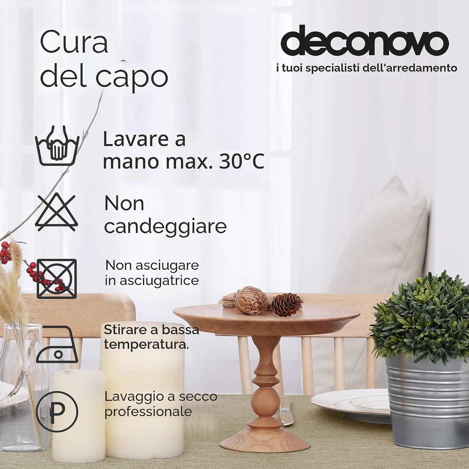 Thumbnail 5 de Deconovo Tovaglia Rettangolare in Finto Lino 130x130 cm – Effetto lino, tinta unica, 1 pezzo