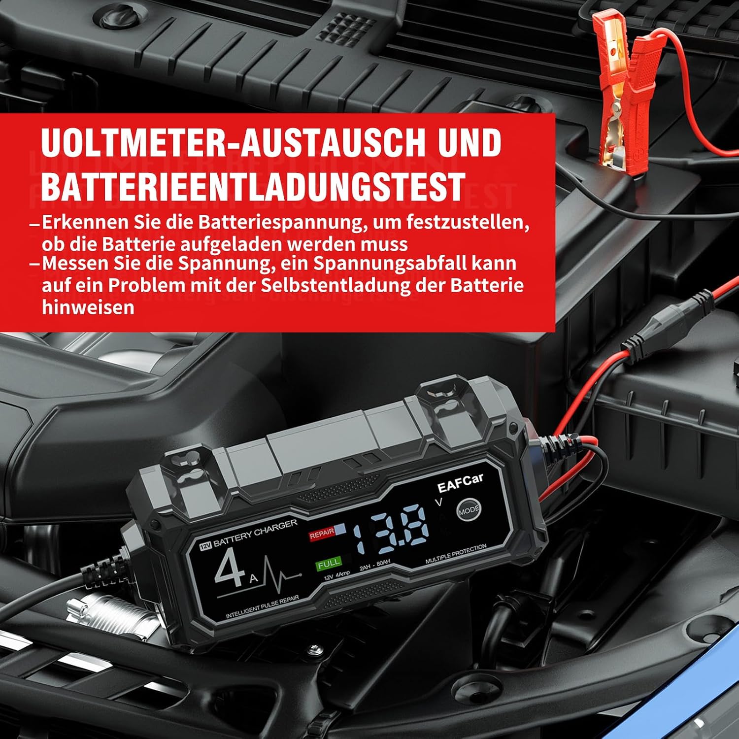 EAFCar Batterieladegerät 12V 4A LCD