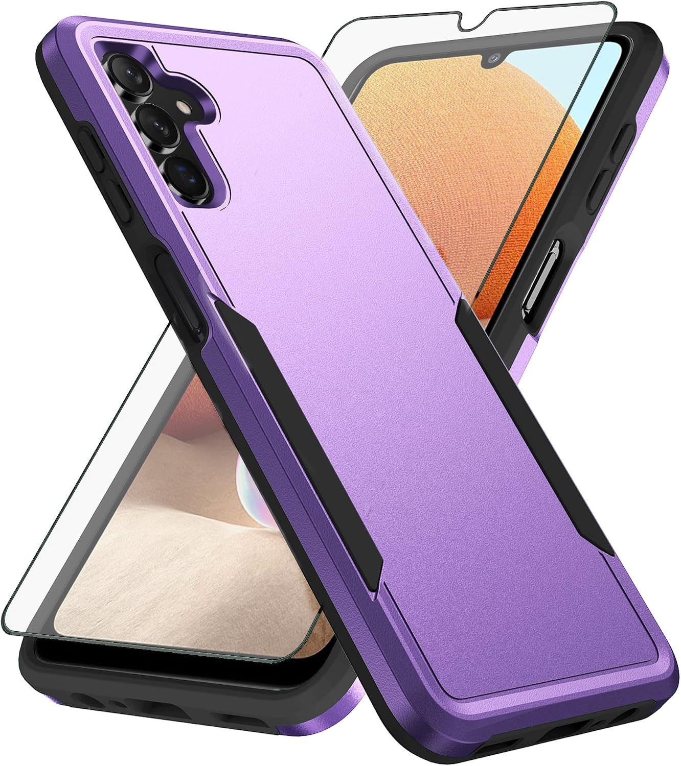Detalle de Asuwish Galaxy A13 5G Case with Tempered Glass Screen Protector – Purple