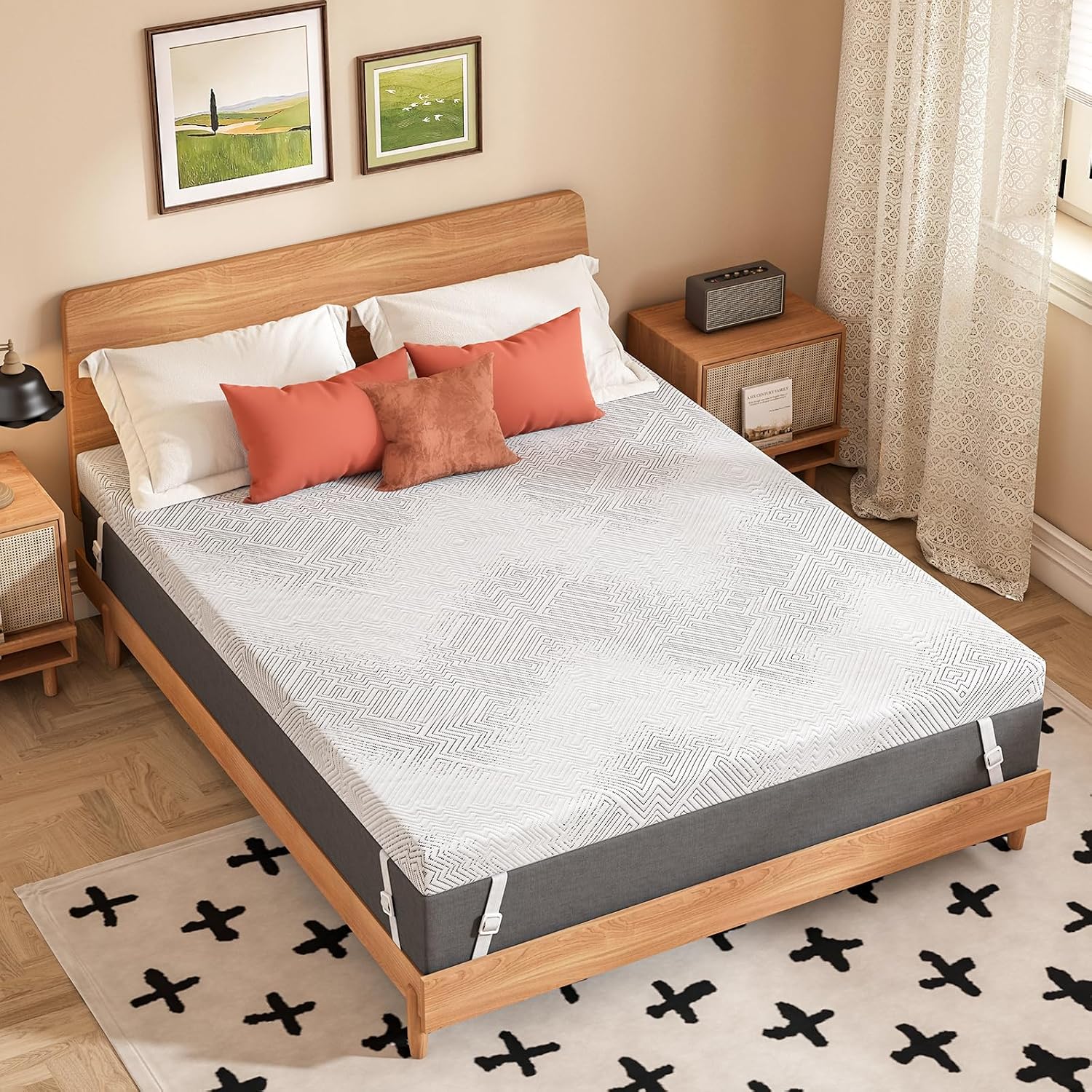 Detalle de Mattress Topper Double Bed 10cm Memory Foam with Anti-Slip Cover (135x190 cm)