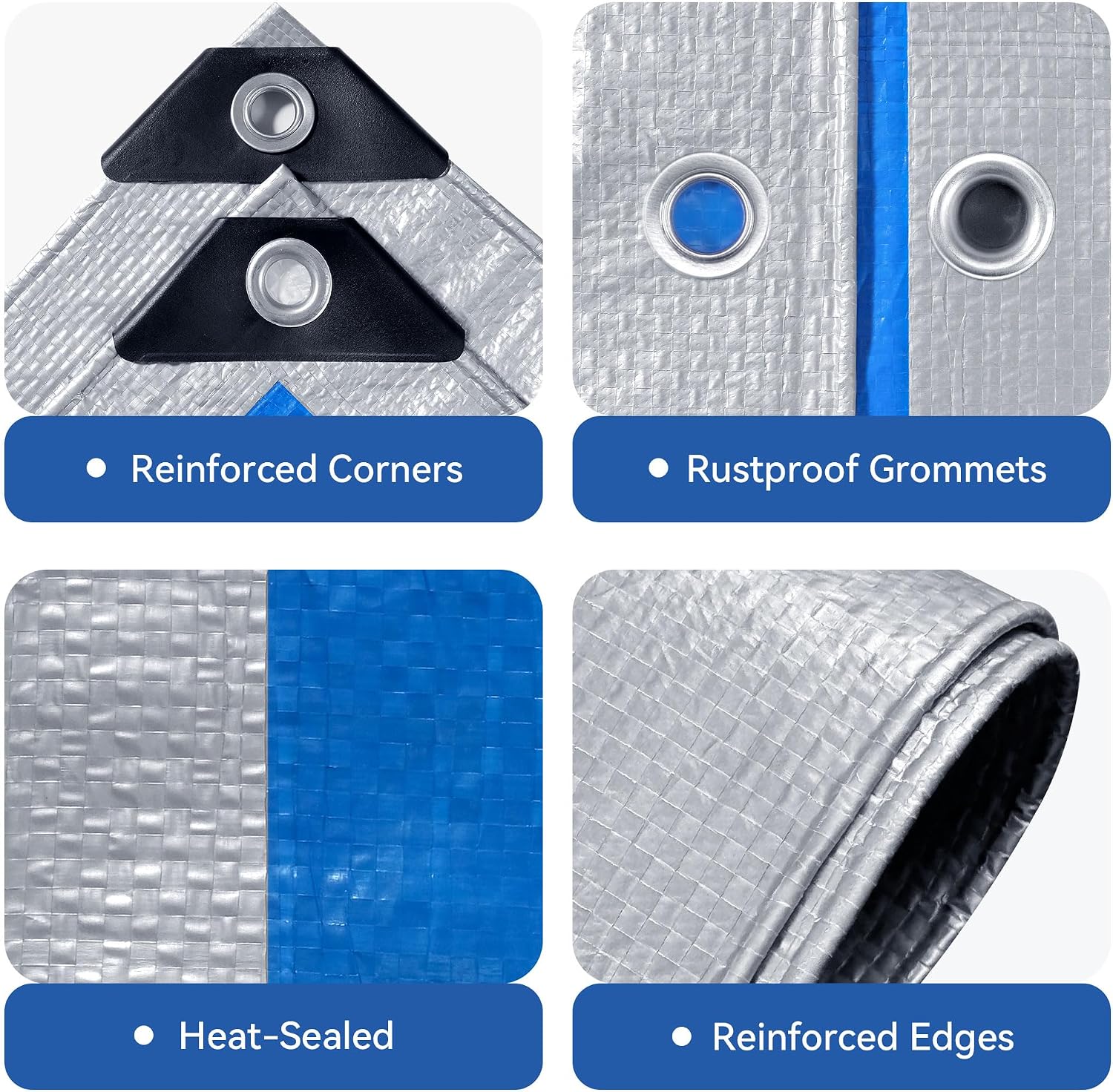 Detalle de Covall Tarpaulin 2m x 2m Waterproof Tarp – Groundsheet, Double-Sided UV-Resistant