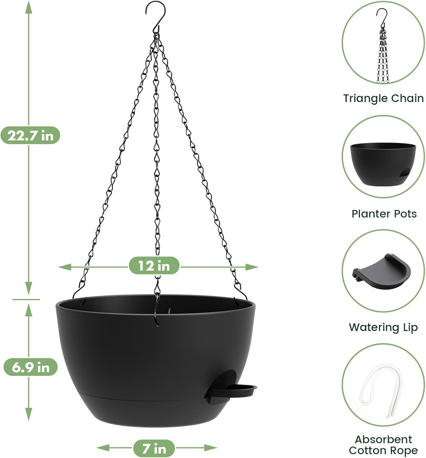 Detalle de AHJZO Hanging Planters, 12-Inch