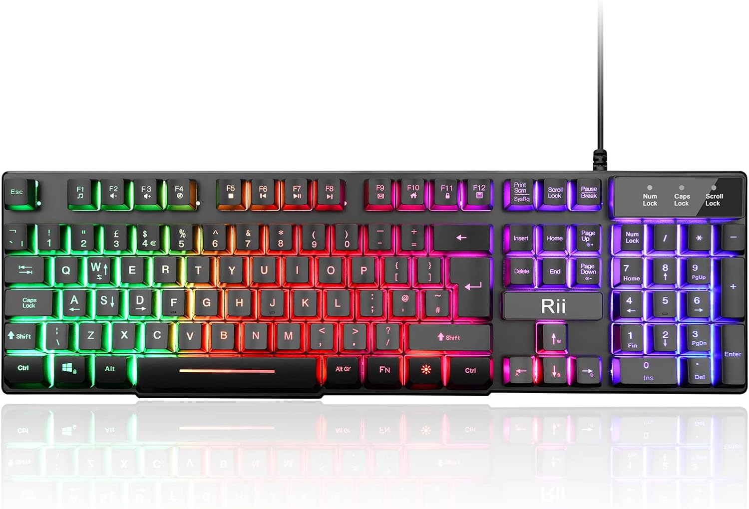 Detalle de Rii Gaming Keyboard Rainbow LED backlit wired keyboard