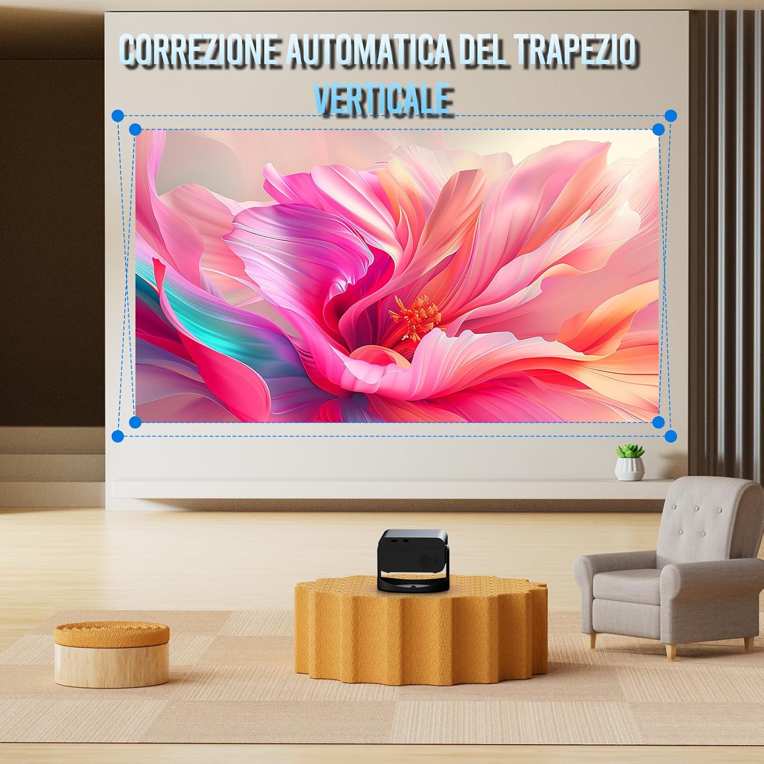 Thumbnail 3 de Mini Projecteur Video WiFi 6 BT 5.3 avec Android TV 11 – 360° et Correction Auto